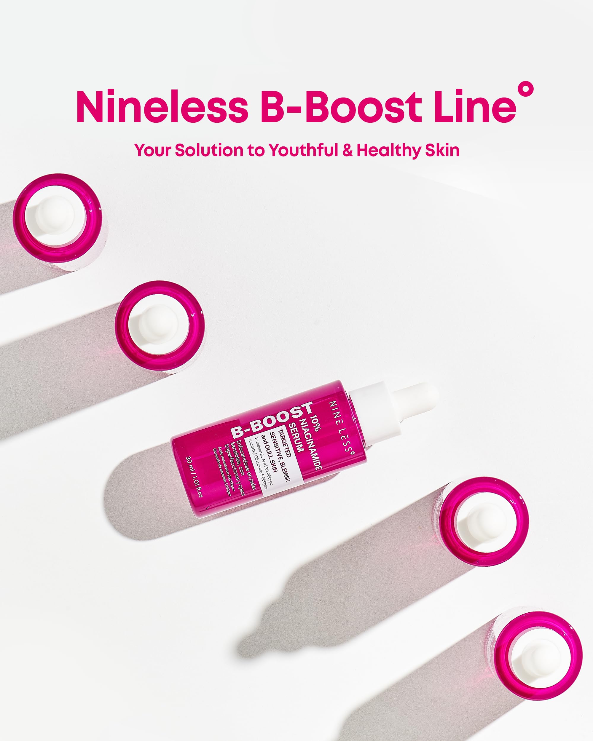 NINELESS B-Boost 10% Niacinamide Serum – Even Tone, Tranexamic Acid & Glutathione, 1.01 fl oz