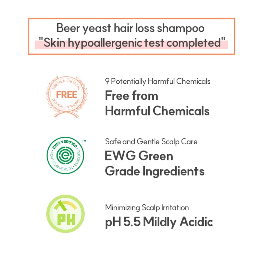 NINEMILA9 Calming Beer Shampoo with Biotin & Collagen – Thinning Hair Care, Postpartum & Hard Water Safe | 16.9 oz