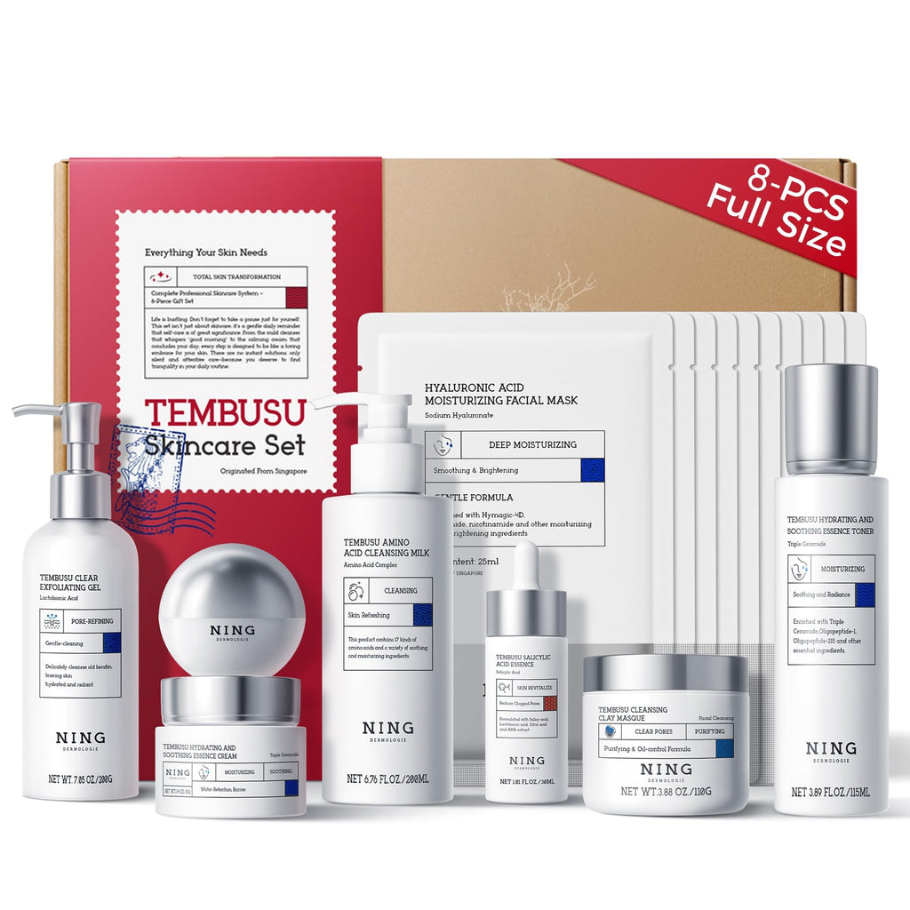 NING DERMOLOGIE 8-Step Tembusu Skincare Set — Complete Daily Routine for Sensitive, Dry, Oily & Aging Skin