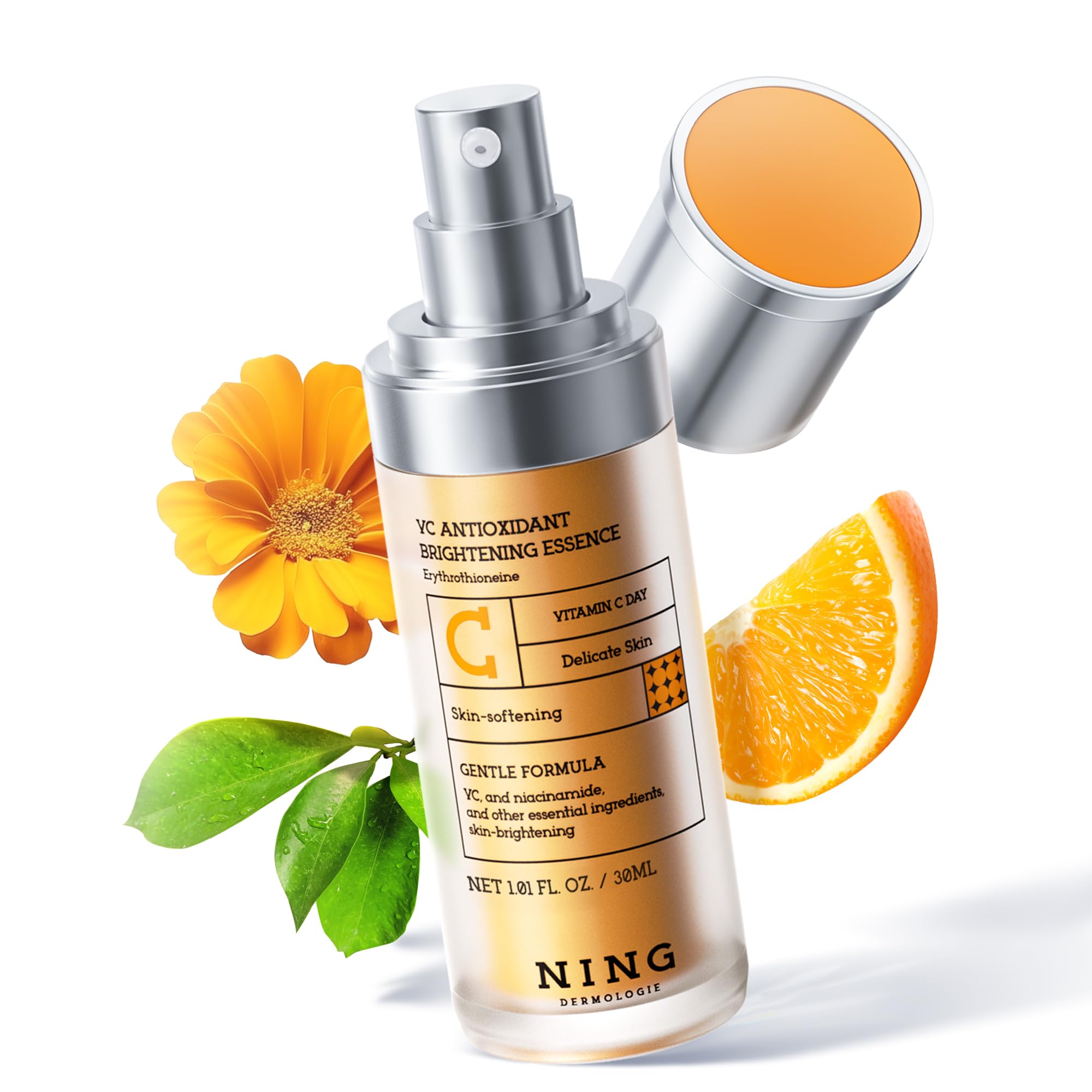 NING DERMOLOGIE Vitamin C Serum with Niacinamide & Ethyl Ascorbic Acid | Brightening, Hydration & Dark Spot Support | Korean Synergy 1.01oz