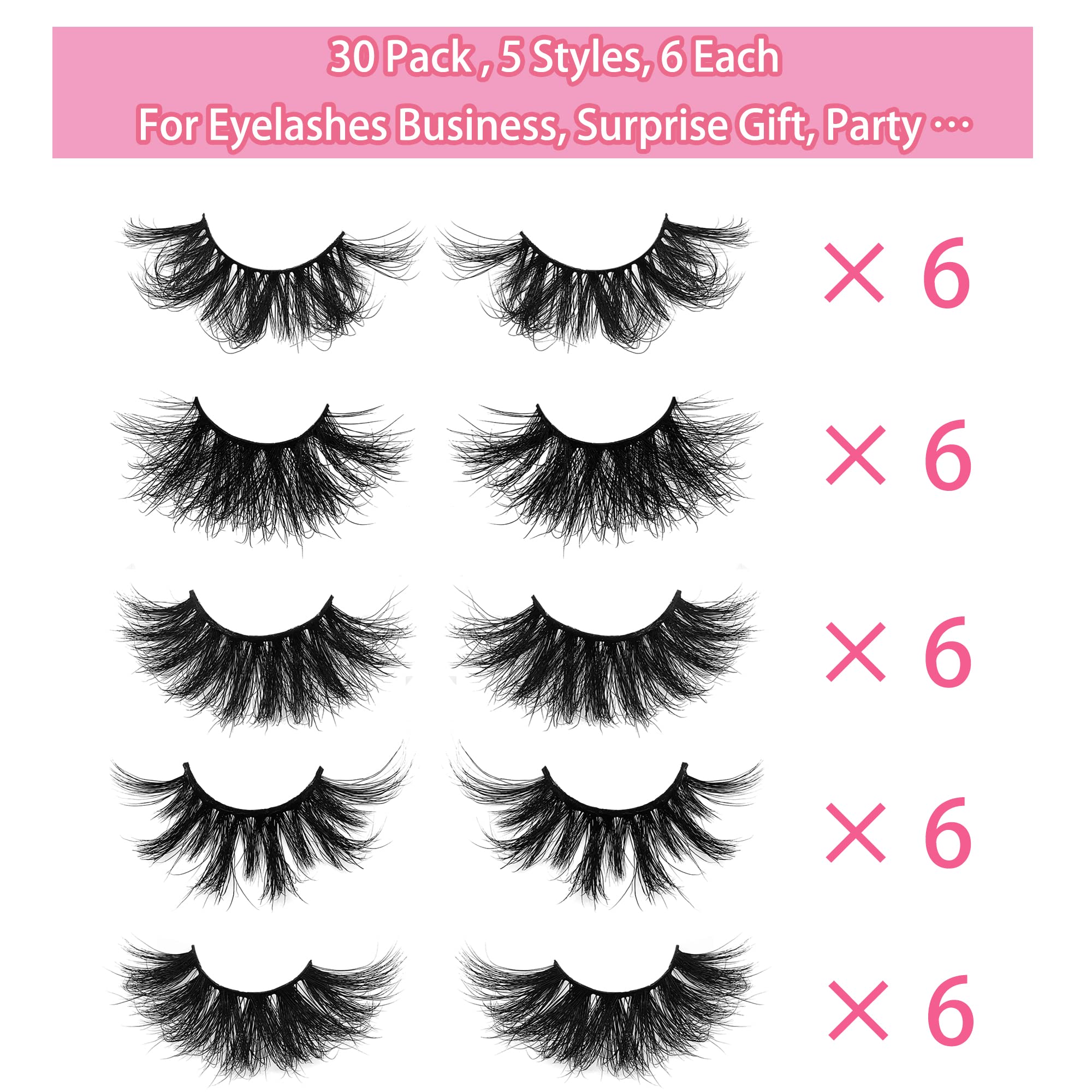 Ninglash 25mm Mink Eyelashes – 30 Pack, Dramatic Handmade Full Strip Lashes