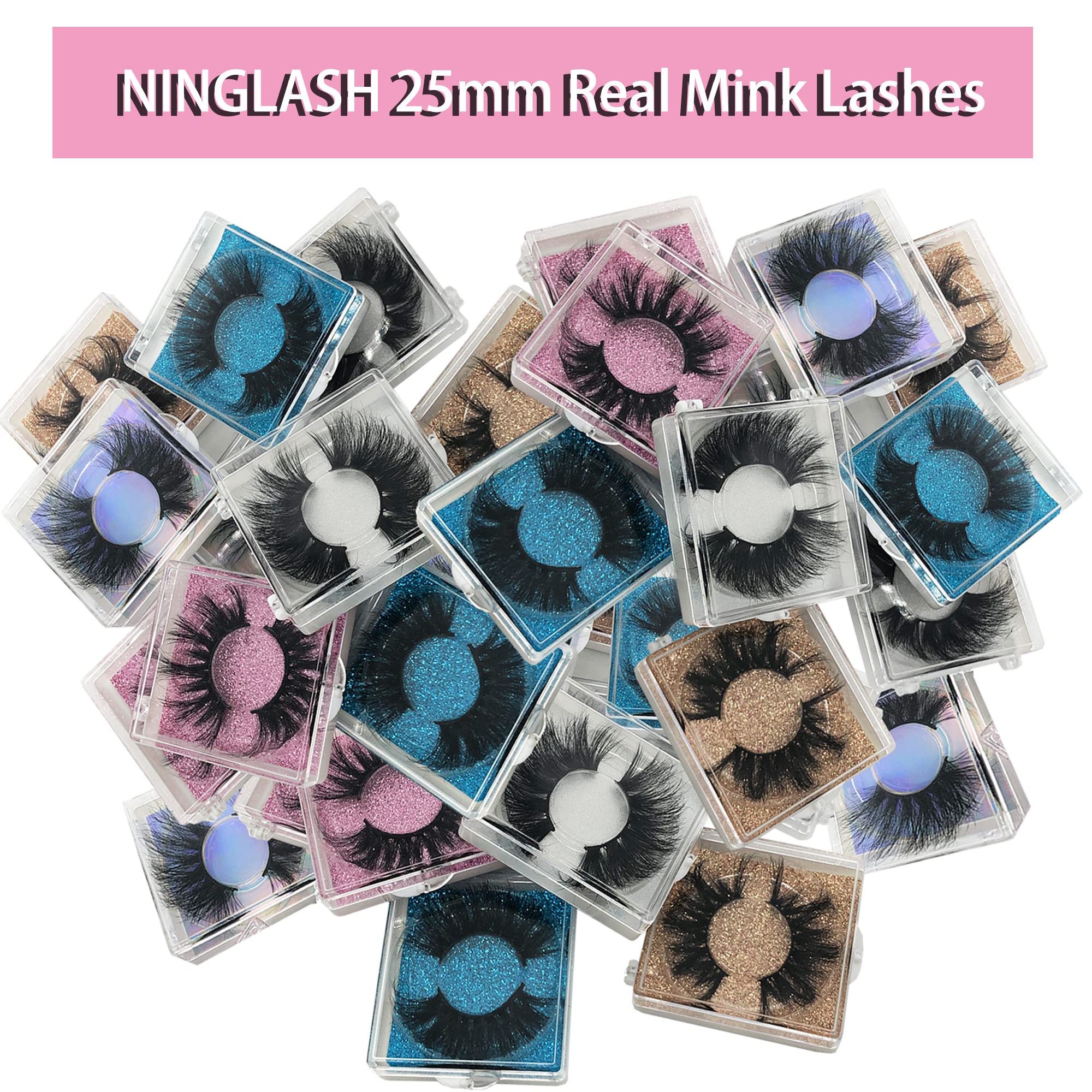 Ninglash 25mm Mink Eyelashes – 30 Pack, Dramatic Handmade Full Strip Lashes
