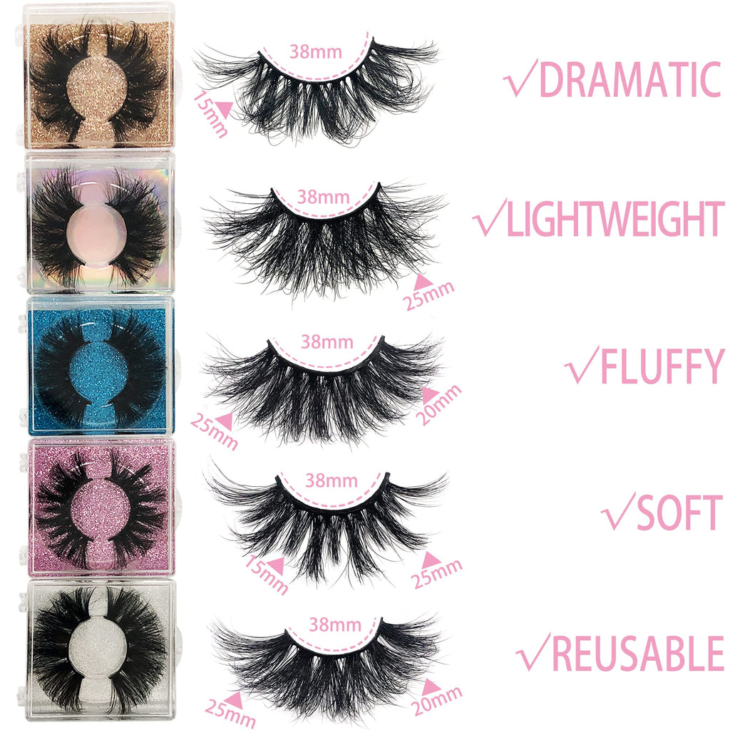 Ninglash 25mm Mink Eyelashes – 30 Pack, Dramatic Handmade Full Strip Lashes