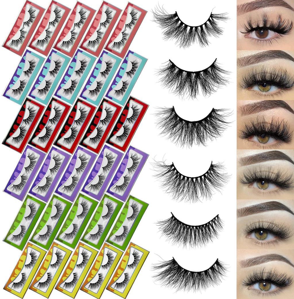 Ninglash Mink Lashes Bulk – 30 Pack, 6 Styles, 15–22mm Real Mink Full Strip Lashes