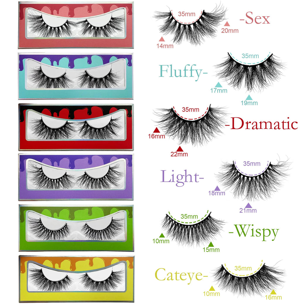 Ninglash Mink Lashes Bulk – 30 Pack, 6 Styles, 15–22mm Real Mink Full Strip Lashes