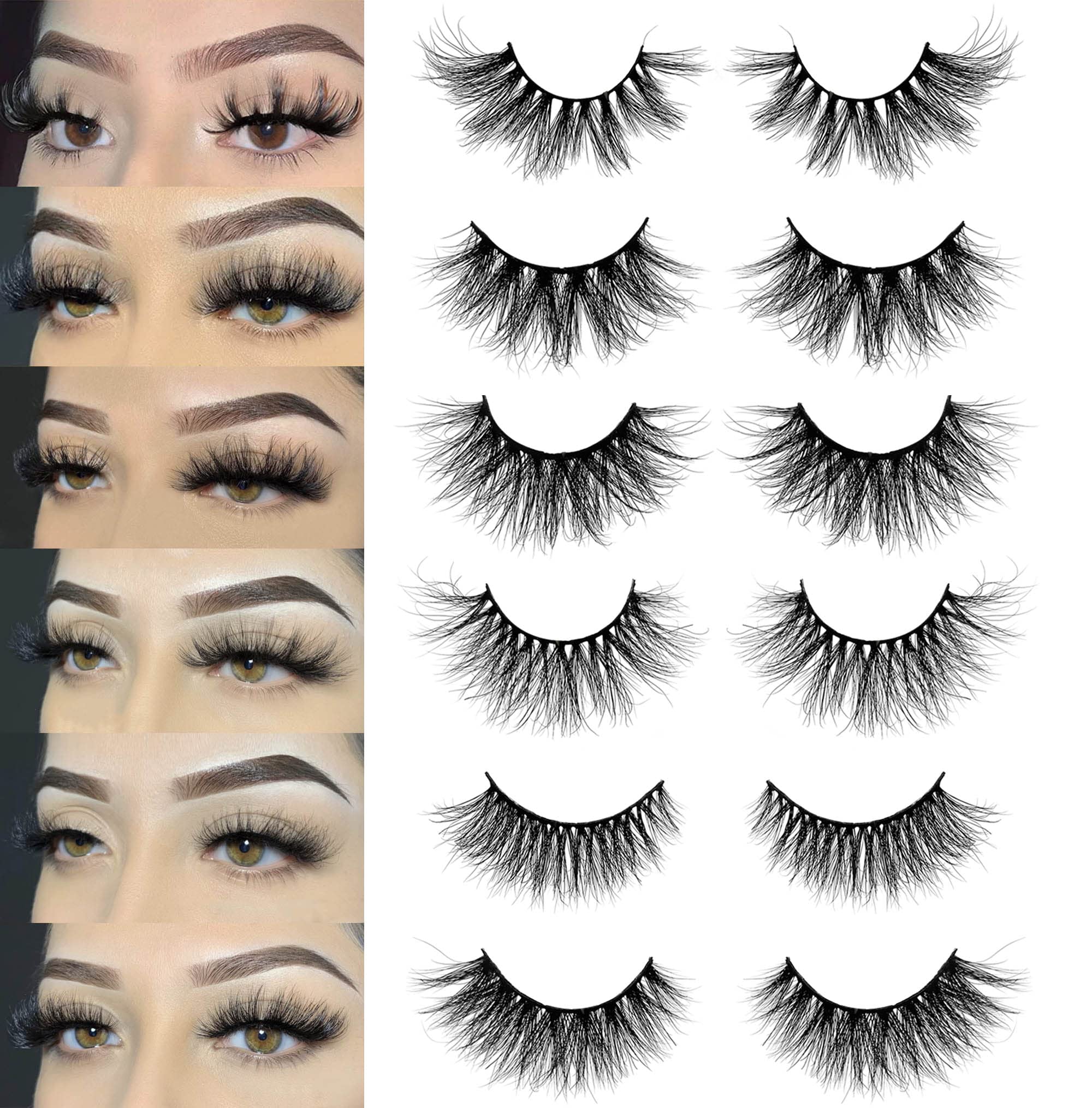 Ninglash Mink Lashes Bulk – 30 Pack, 6 Styles, 15–22mm Real Mink Full Strip Lashes