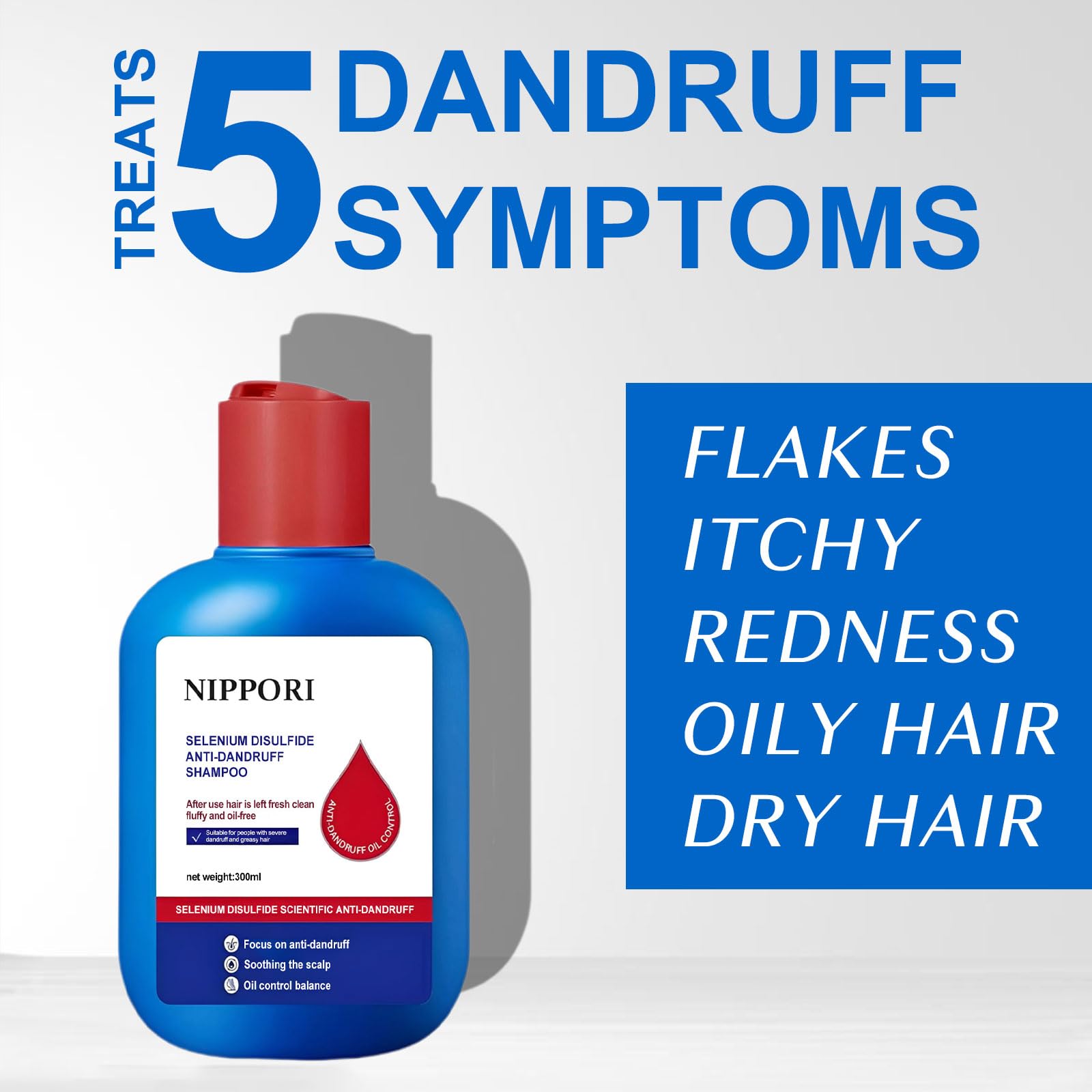 NIPPORI 300ML Selenium Disulfide Anti-Dandruff Shampoo - Oil Control for Men & Women