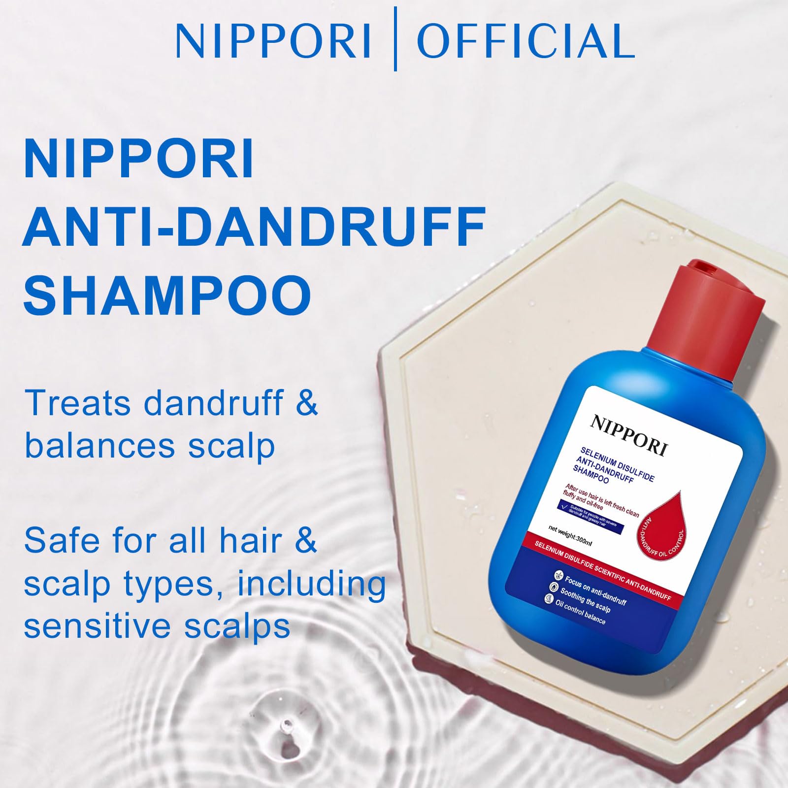 NIPPORI 300ML Selenium Disulfide Anti-Dandruff Shampoo - Oil Control for Men & Women