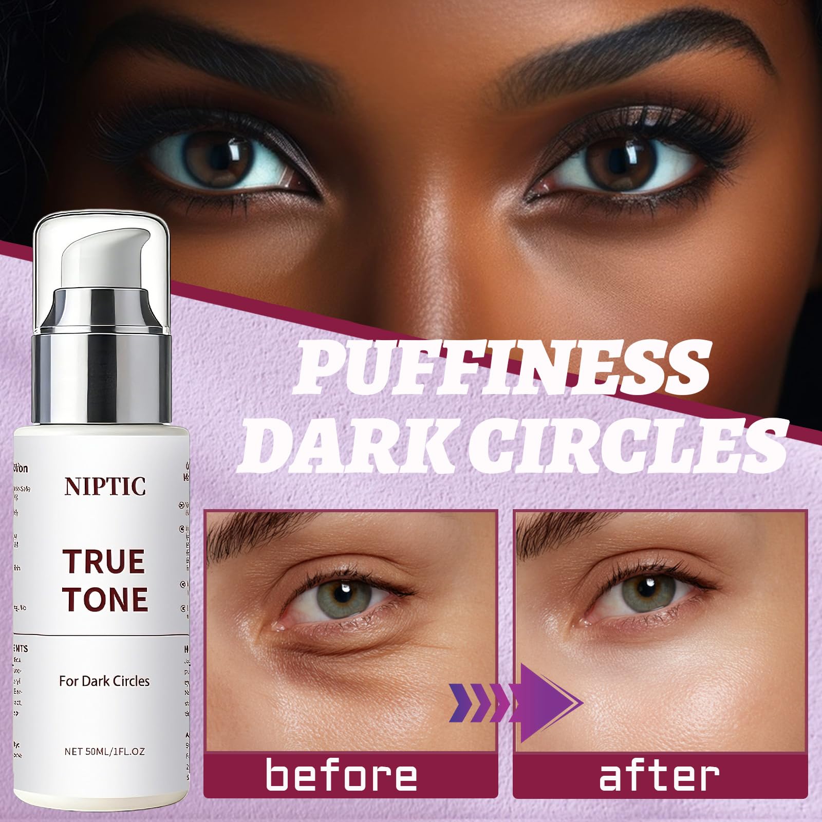 Niptic True Tone Eye Cream – Dark Circles, Puffiness & Fine Lines Repair (1 Pcs)