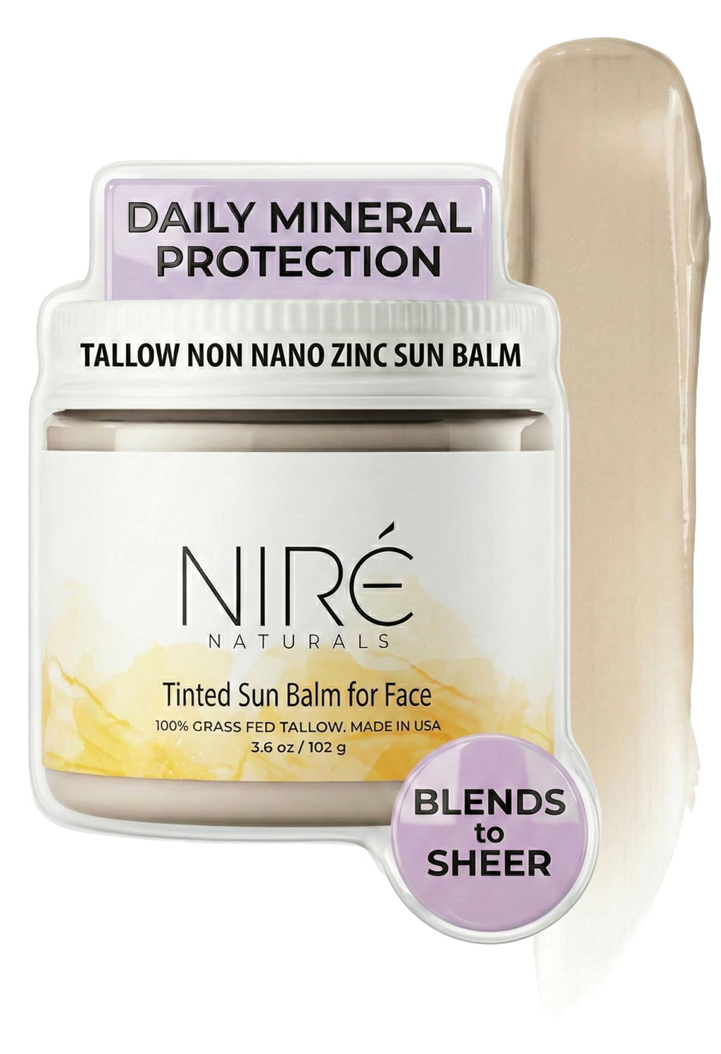 Niré Naturals Tinted Beef Tallow Sun Balm | Reef-Safe Mineral SPF