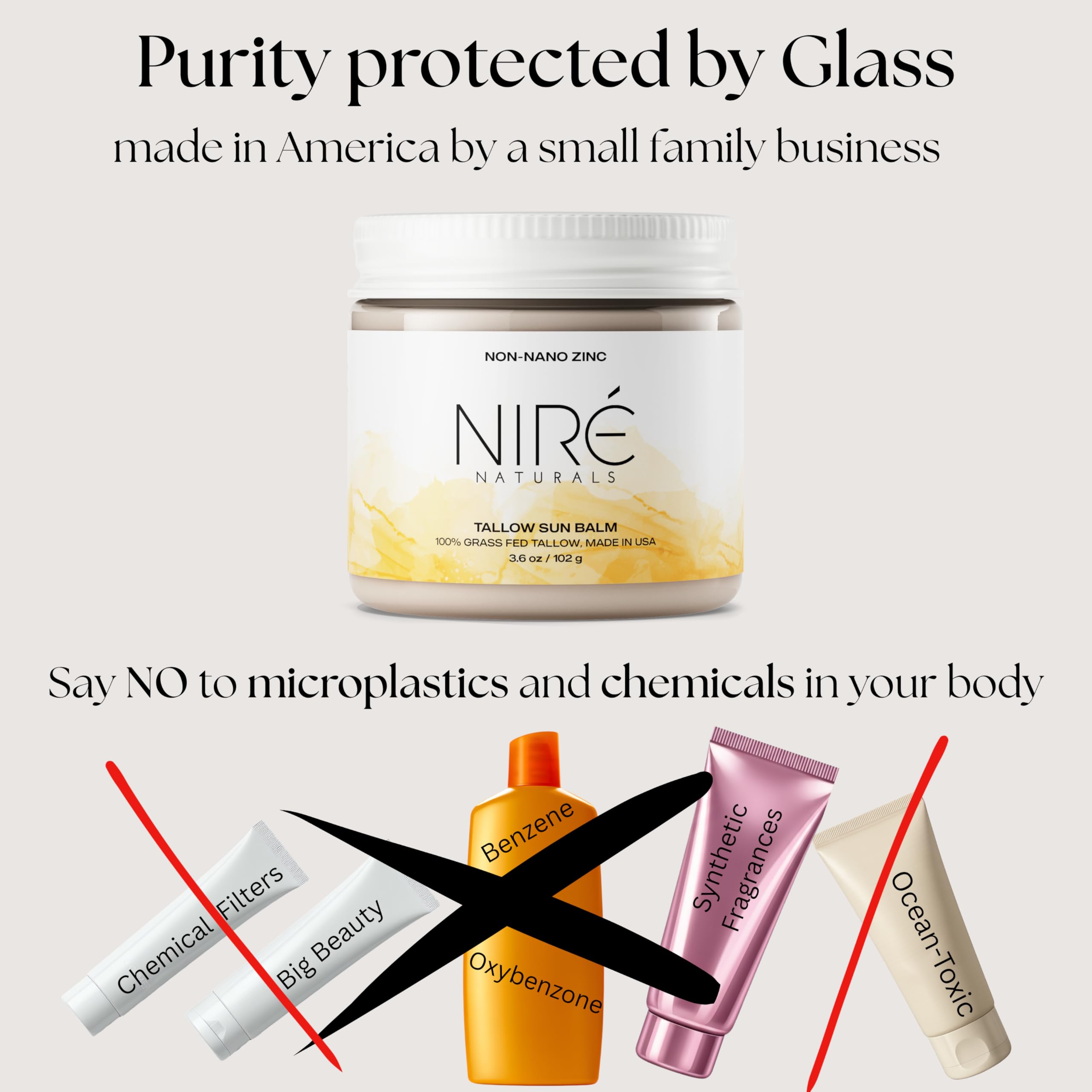 Niré Naturals Tinted Beef Tallow Sun Balm | Reef-Safe Mineral SPF