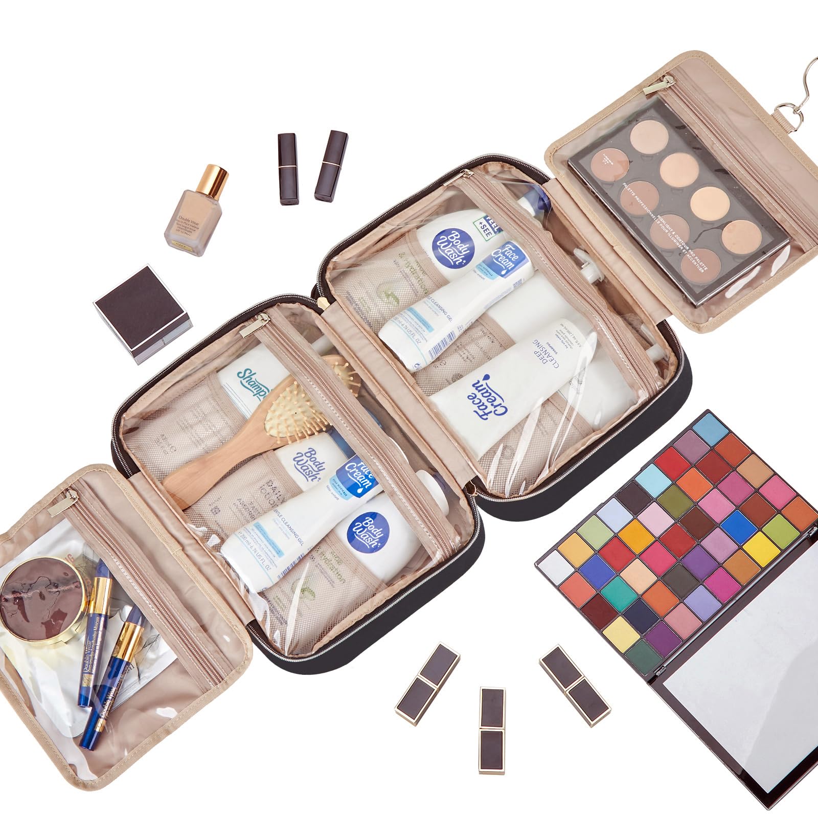 NISHEL Hanging Travel Toiletry Bag | Visible Makeup Organizer