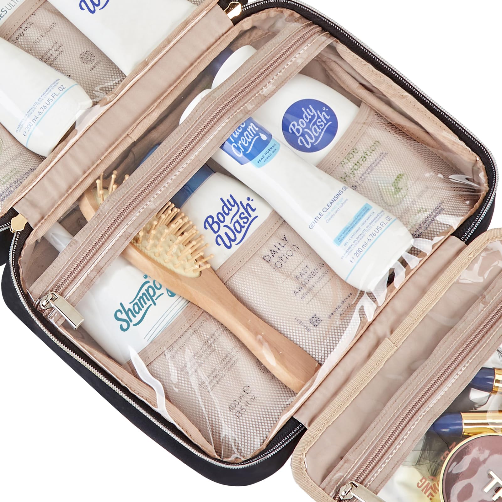 NISHEL Hanging Travel Toiletry Bag | Visible Makeup Organizer
