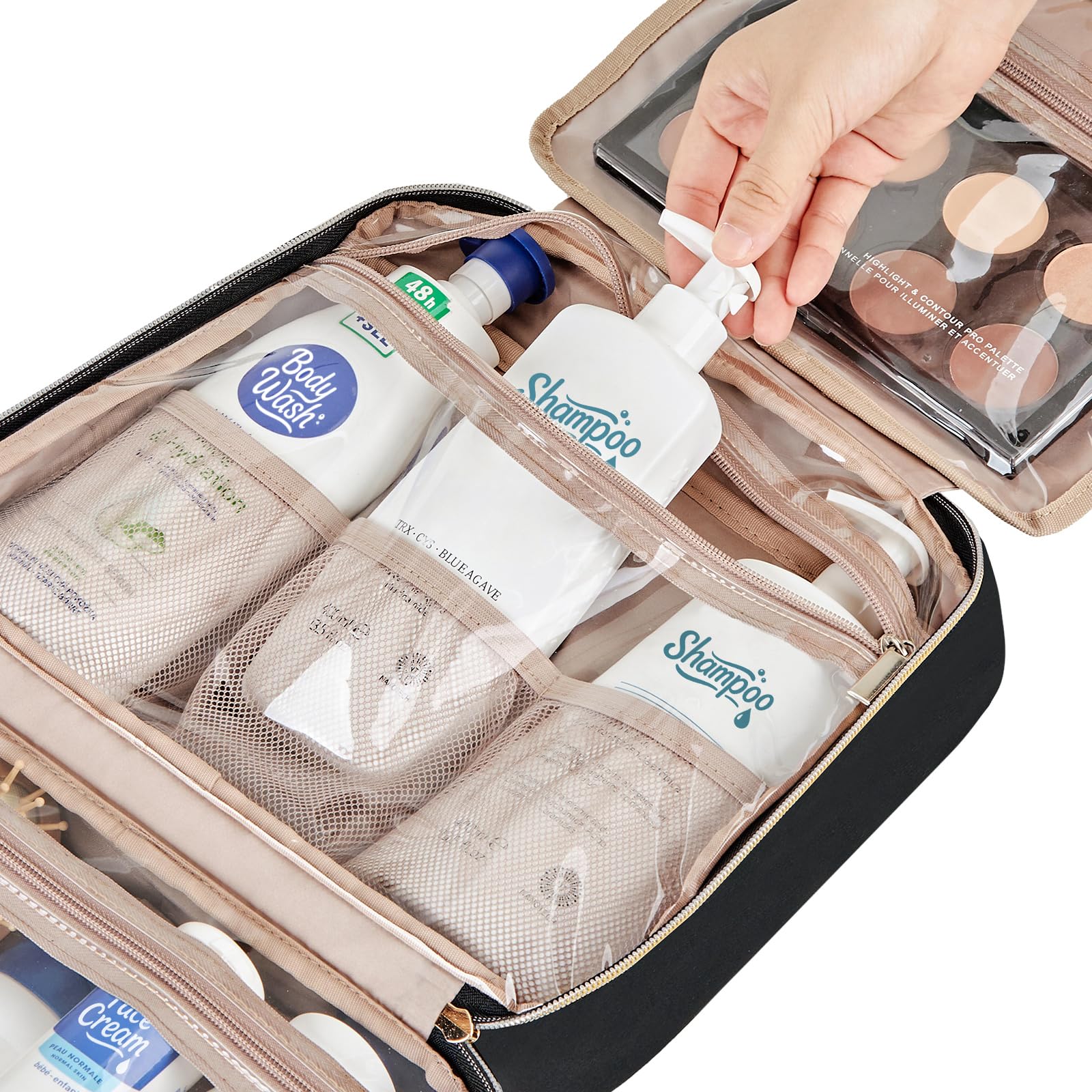 NISHEL Hanging Travel Toiletry Bag | Visible Makeup Organizer