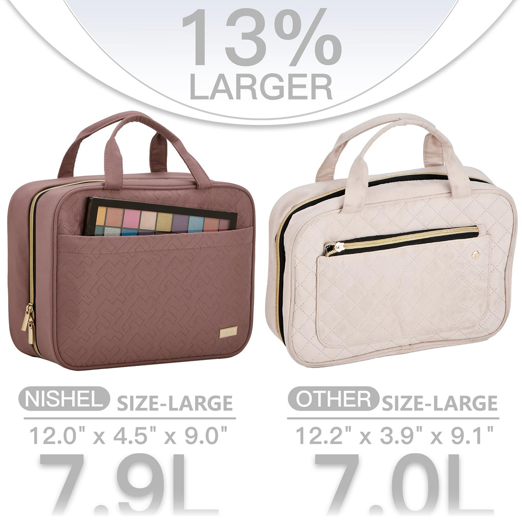 NISHEL Travel Toiletry Bag – Large Rosewood-Pink Hanging Organizer