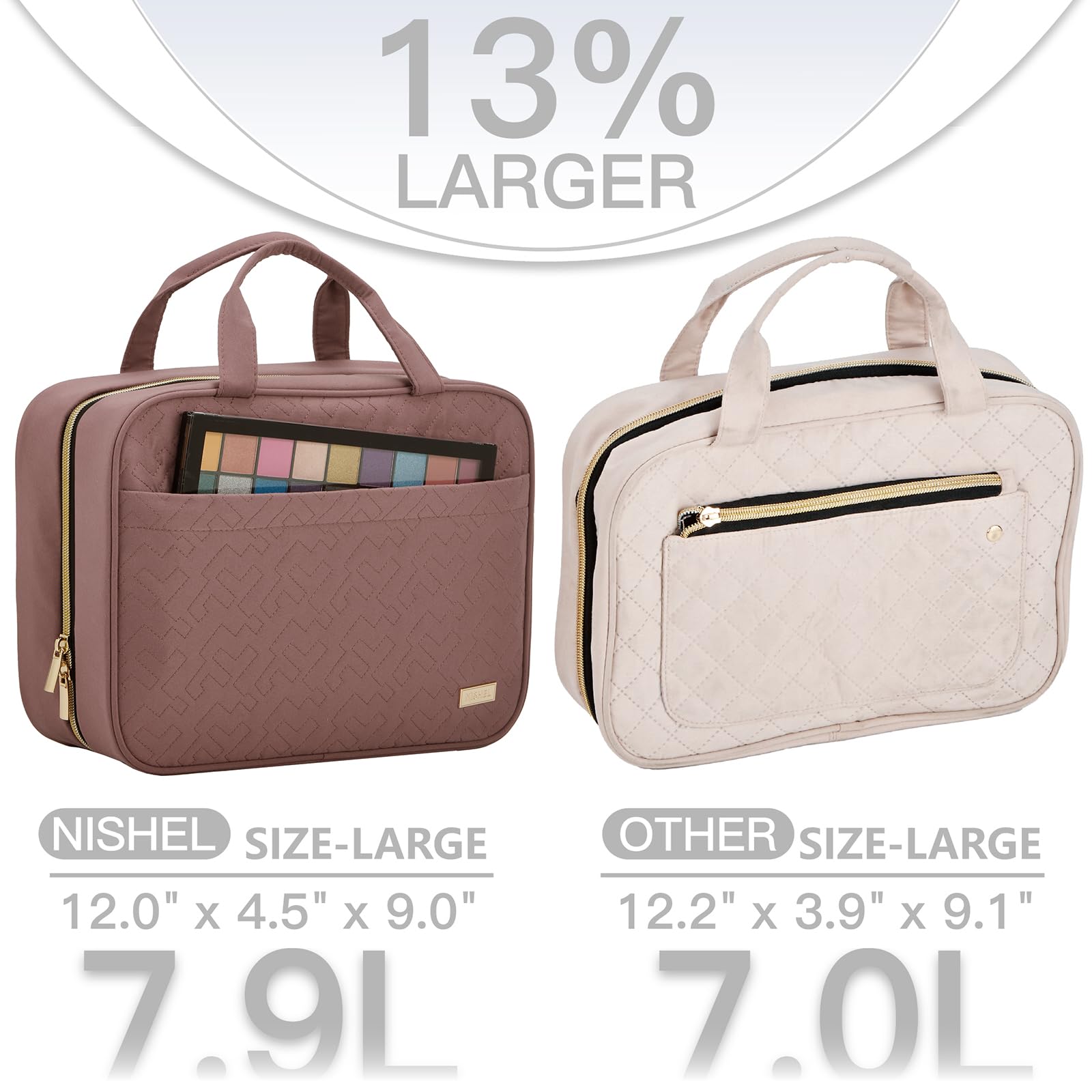 NISHEL Travel Toiletry Bag – Large Rosewood-Pink Hanging Organizer
