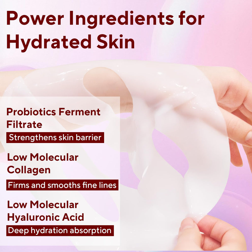 Nityrliv Collagen Face Mask | 4-Pack Bio-Collagen Overnight Hydrating Sheet Mask for All Skin Types