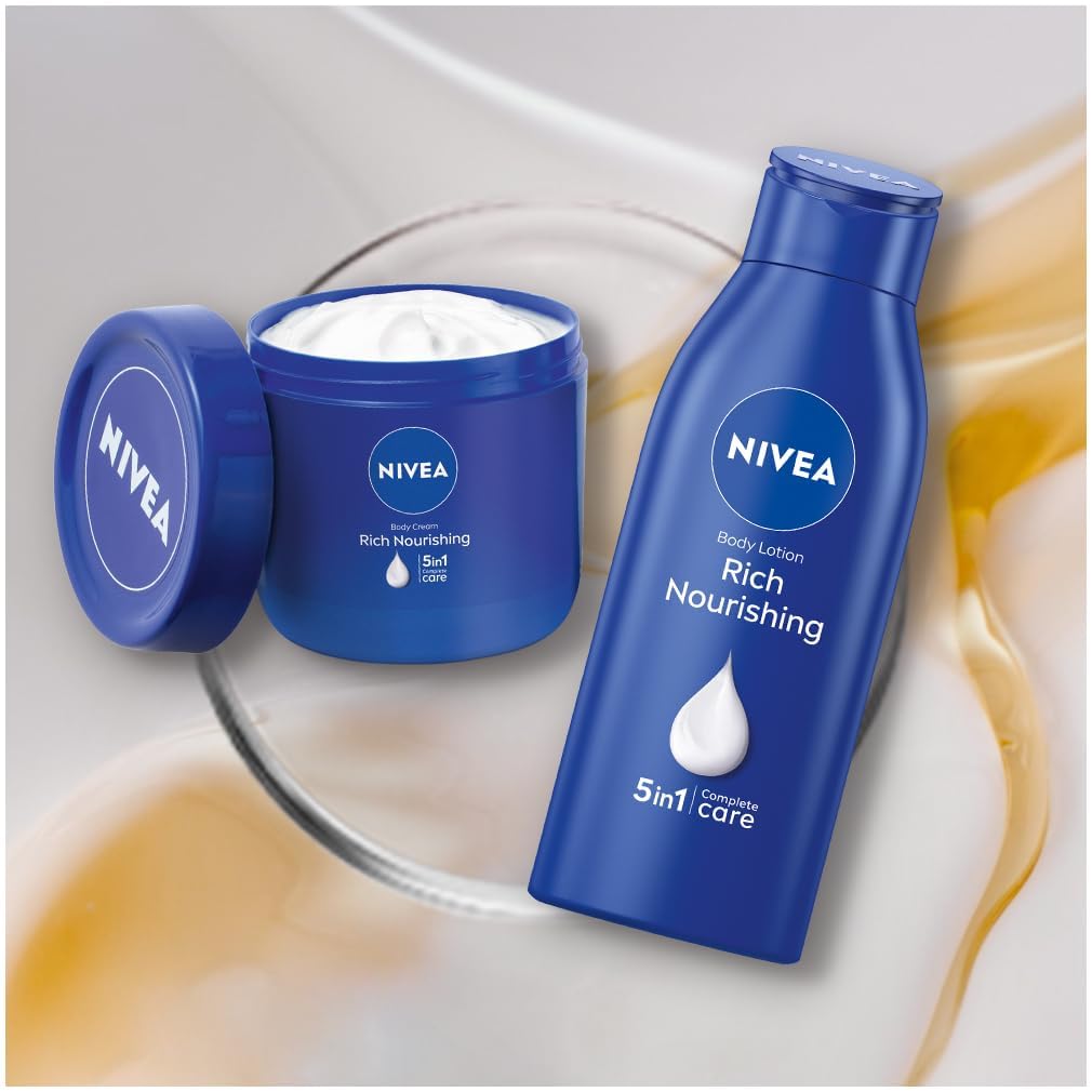 NIVEA Rich Nourishing Body Cream with Almond Oil – 400ml Jar | Deep Moisture