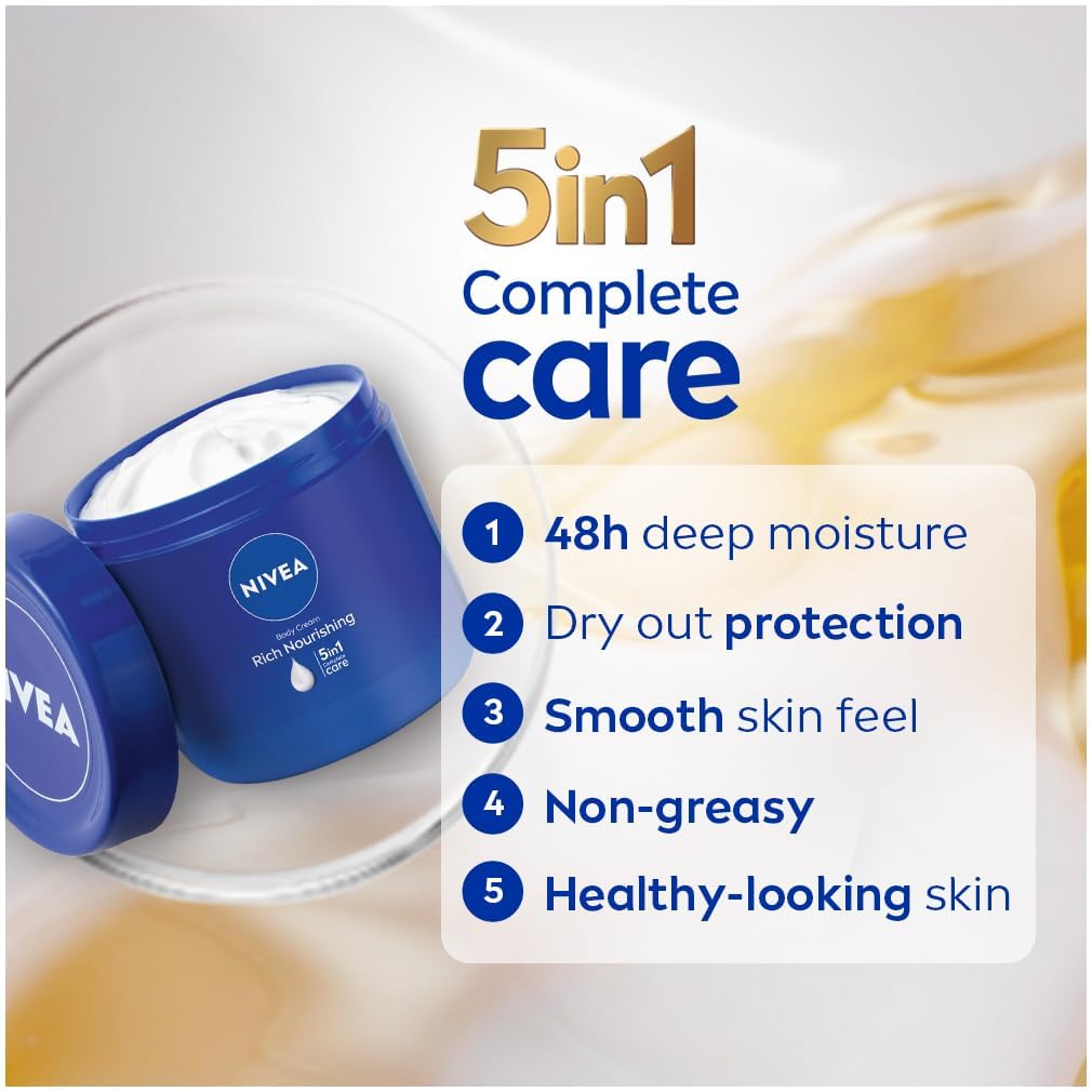 NIVEA Rich Nourishing Body Cream with Almond Oil – 400ml Jar | Deep Moisture