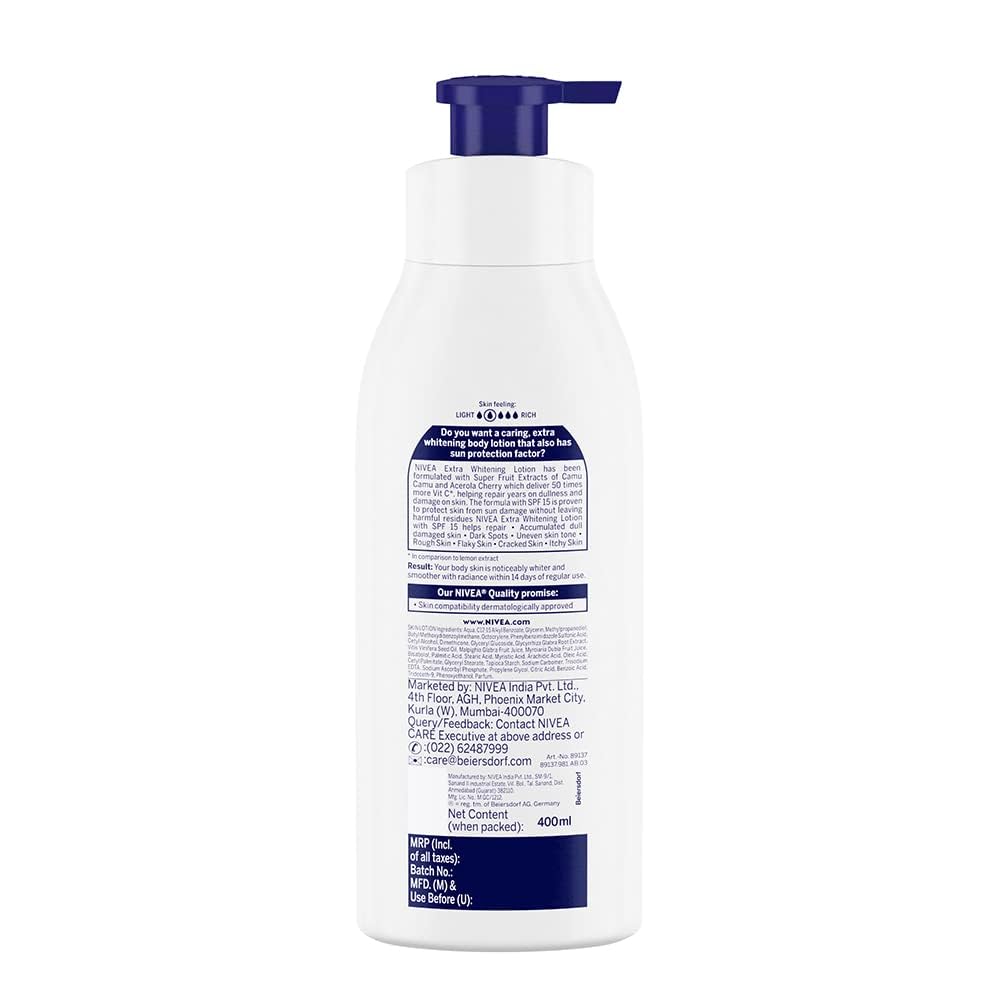 NIVEA Body Lotion Natural Glow – Vitamin C SPF 15, Cell Repair & Even Tone, 400 ml
