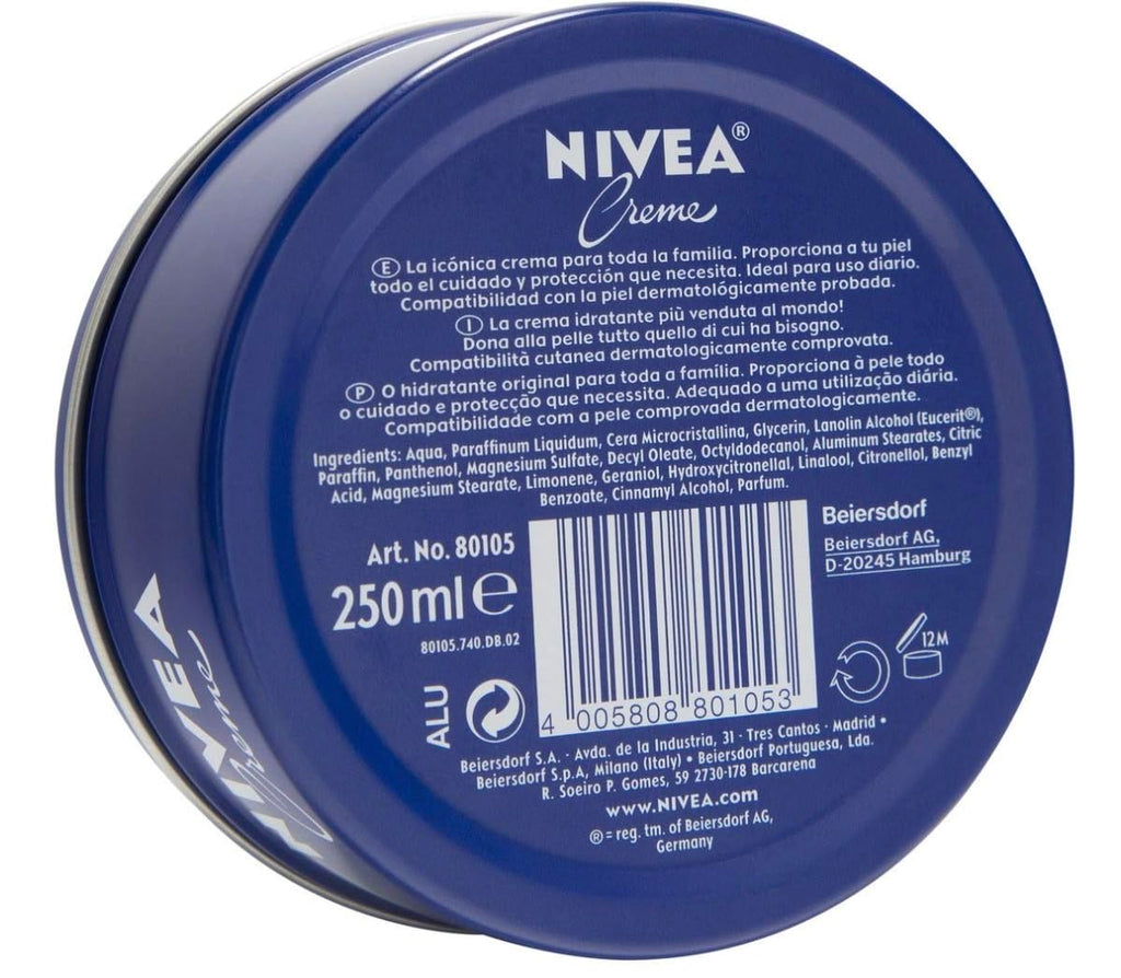 NIVEA Genuine German Cream Metal Tin 250ml – 2 Pack