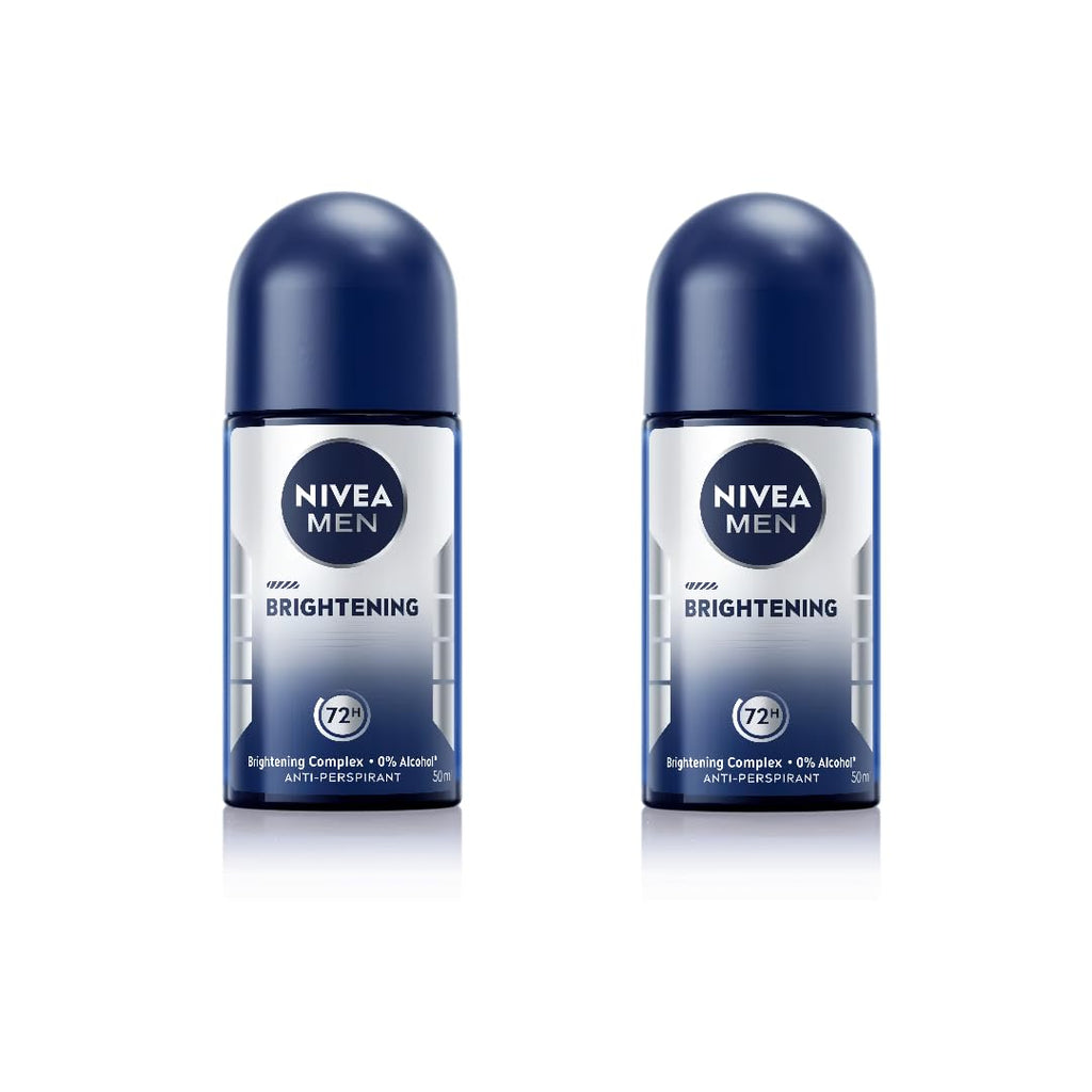 NIVEA Men Brightening Roll-On Deodorant 50ml Pack of 2 | 72H Sweat & Odor Protection