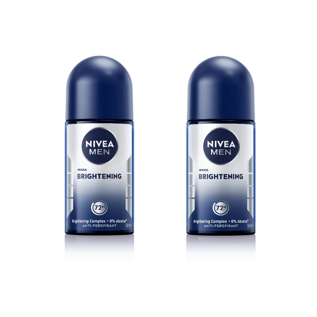 NIVEA Men Brightening Roll-On Deodorant 50ml Pack of 2 | 72H Sweat & Odor Protection