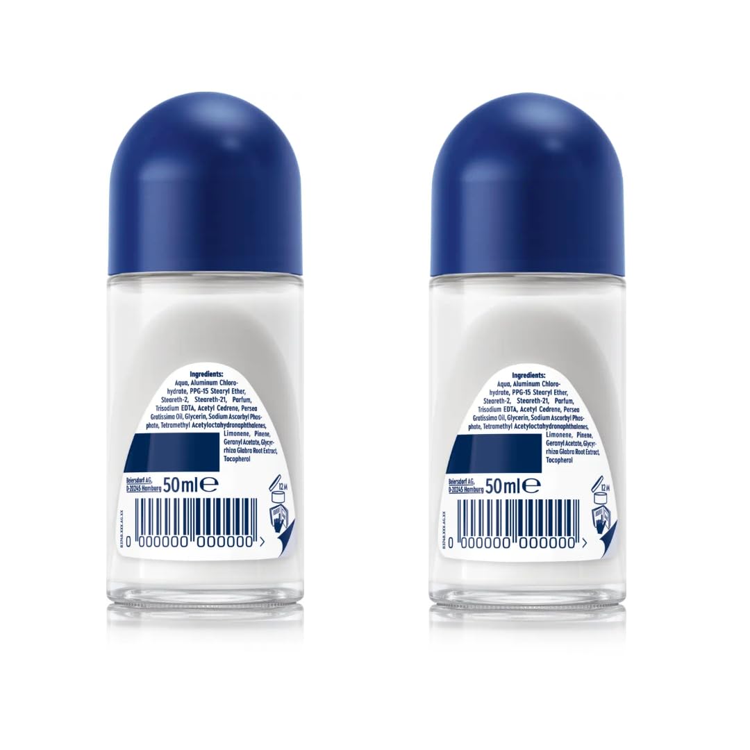 NIVEA Men Brightening Roll-On Deodorant 50ml Pack of 2 | 72H Sweat & Odor Protection
