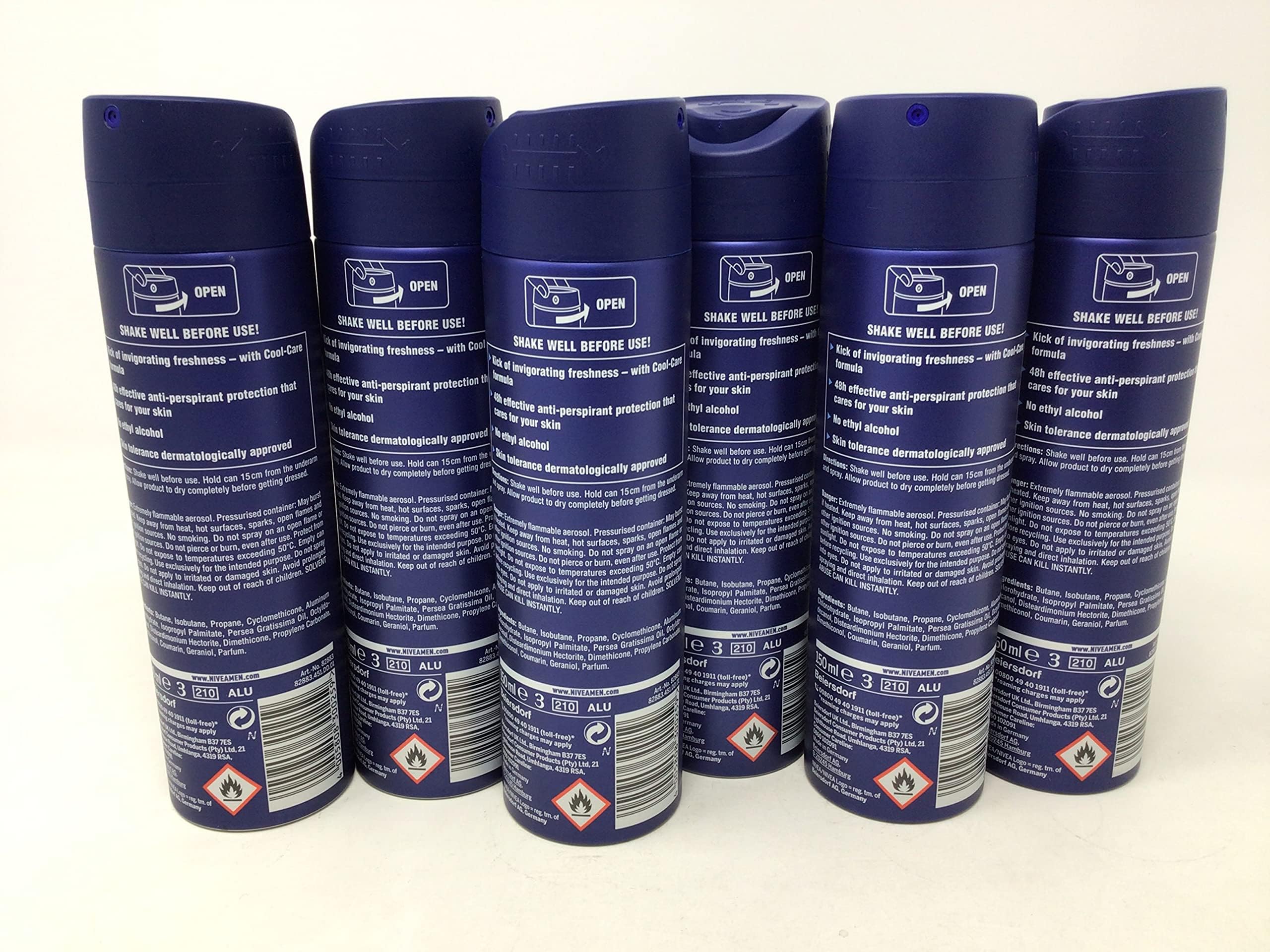 6 x NIVEA MEN Cool Kick 48h Antiperspirant 150ml Pack