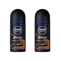 NIVEA MEN DEEP Black Carbon Espresso Roll-On – 72-Hour Protection, 50 mL (2-Pack)
