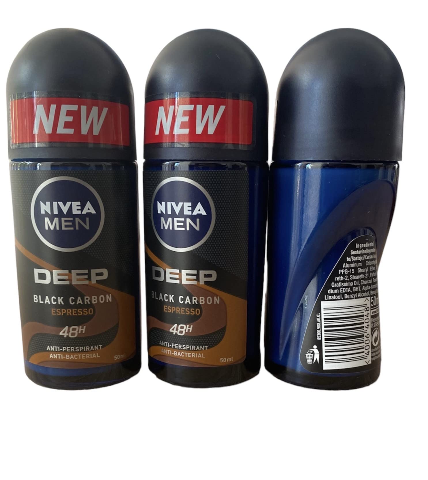 NIVEA Men Deodorant Roll-On Dimension – Dark Wood Espresso, 3-Pack Bundle
