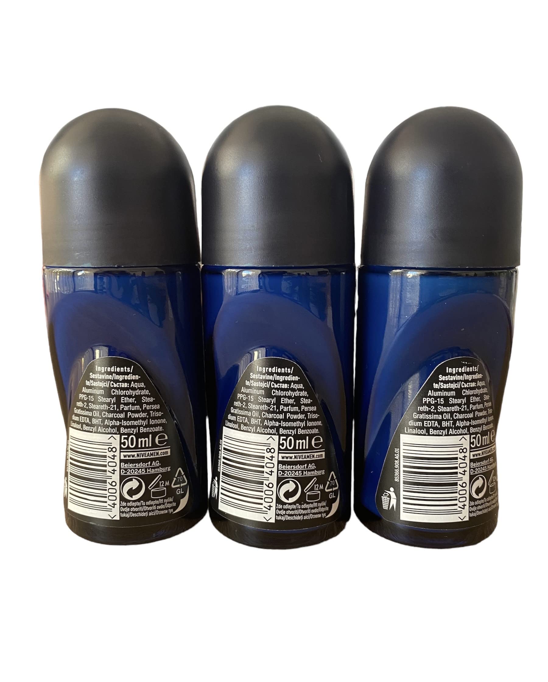 NIVEA Men Deodorant Roll-On Dimension – Dark Wood Espresso, 3-Pack Bundle