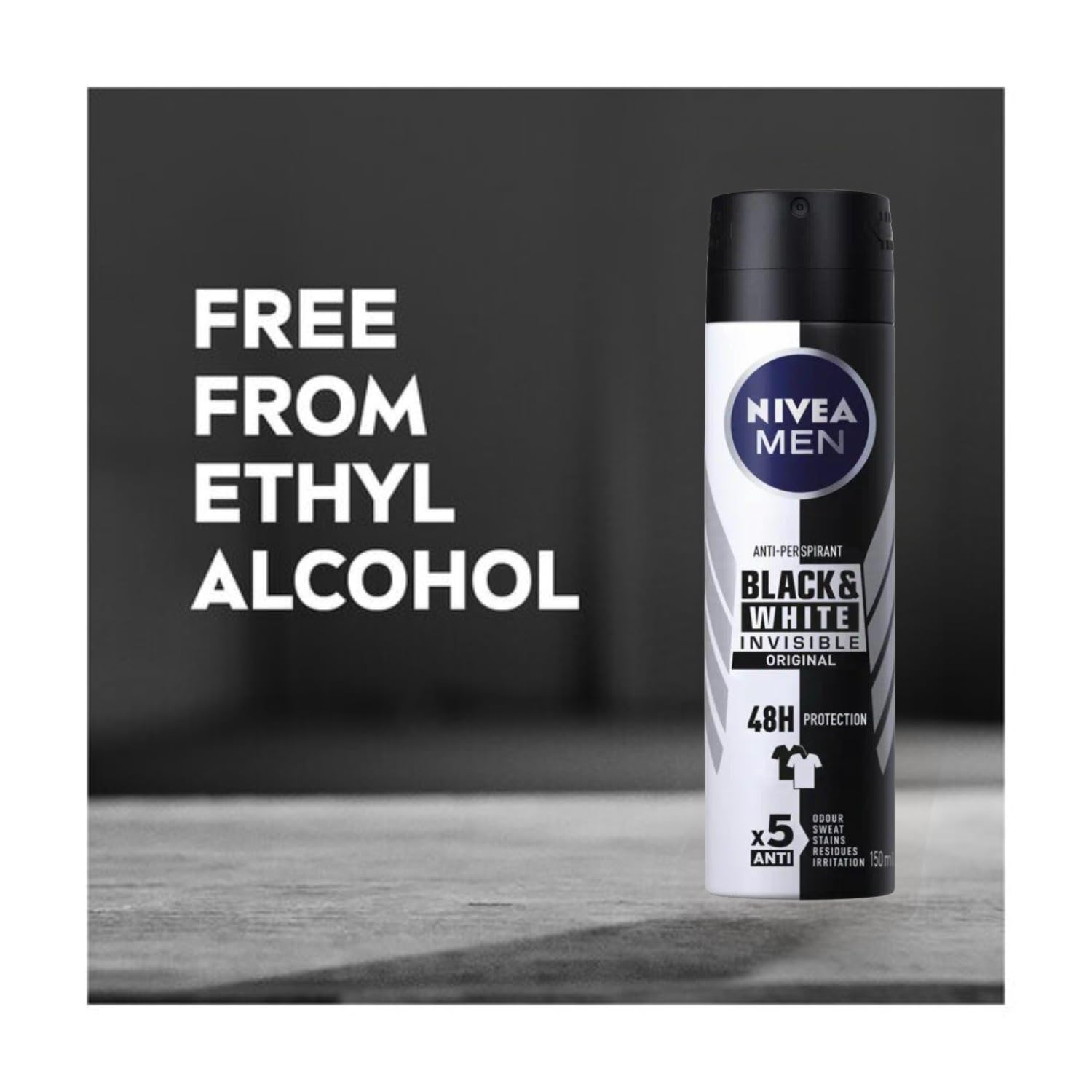 NIVEA Men Invisible Original Anti-Perspirant Spray 150ml | 48H Protection | No White Marks | No Ethyl Alcohol | Quick-Dry | 3 Pack