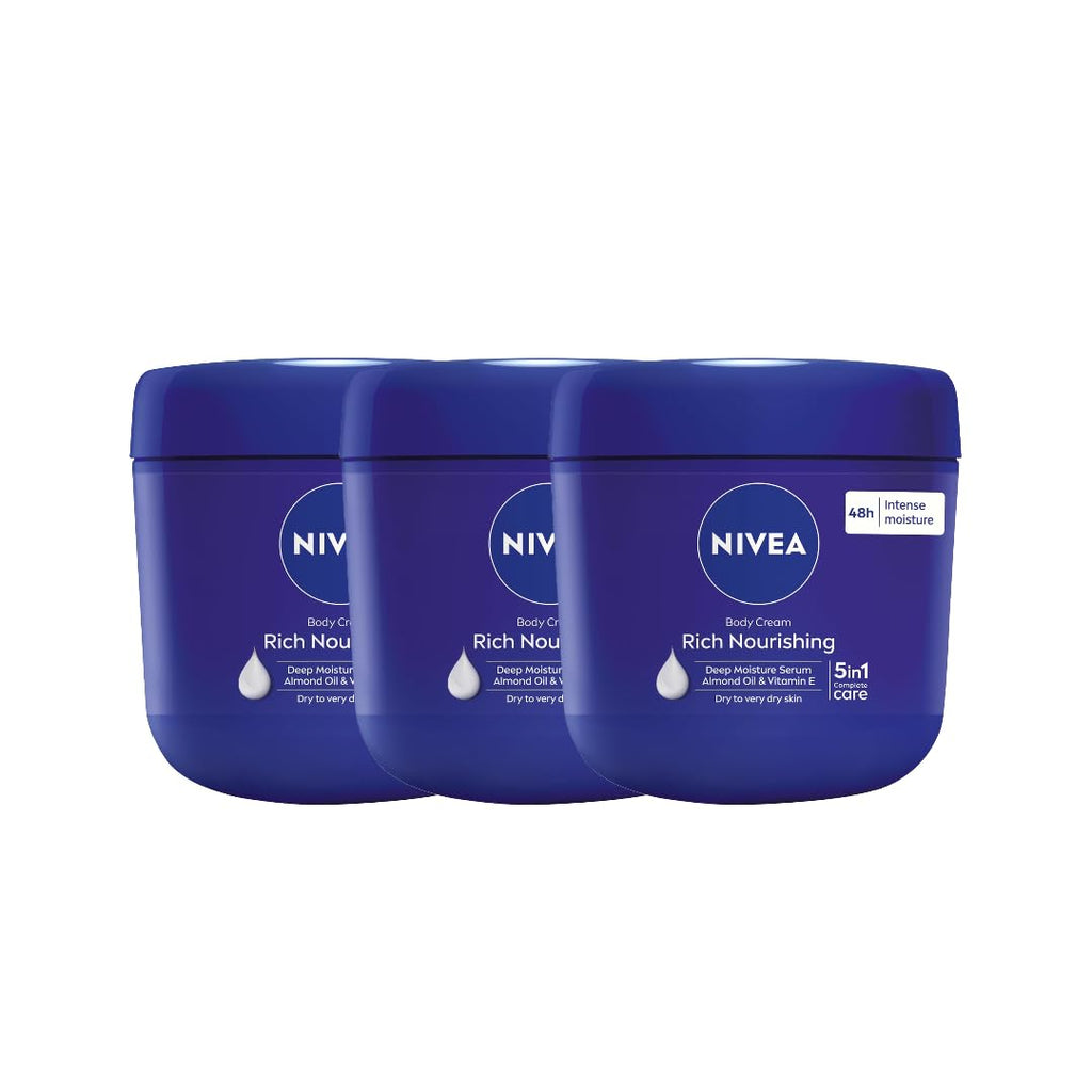 NIVEA Rich Nourishing Body Cream with Almond Oil – 400ml Jar | Deep Moisture