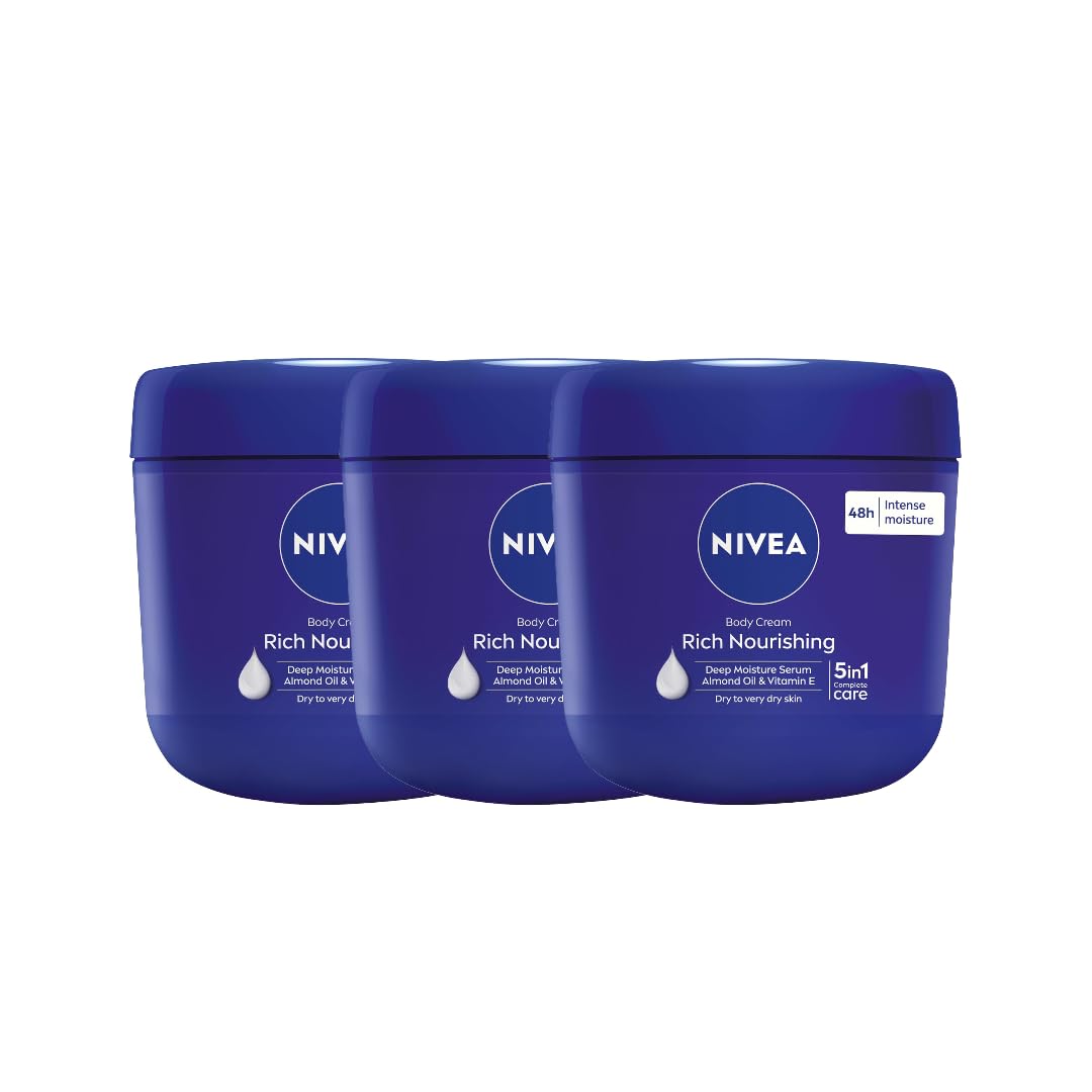 NIVEA Rich Nourishing Body Cream with Almond Oil – 400ml Jar | Deep Moisture