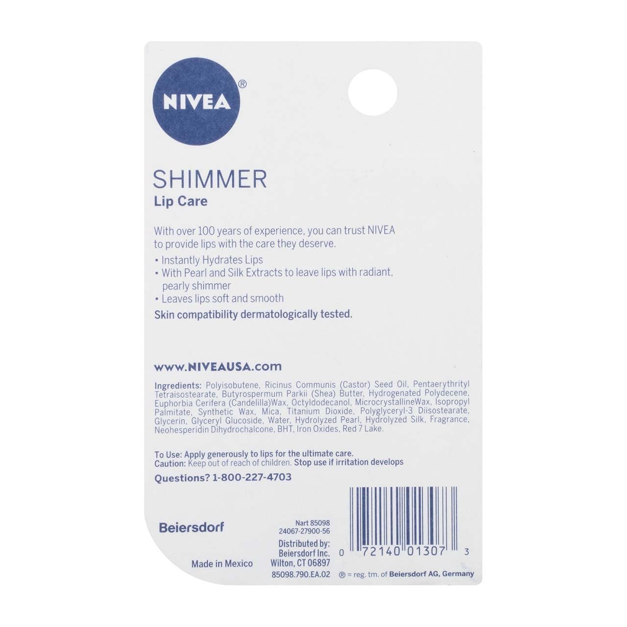 NIVEA Shimmer Radiant Lip Care 0.17 oz Pack of 5 | Subtle Shine and Soft Lips