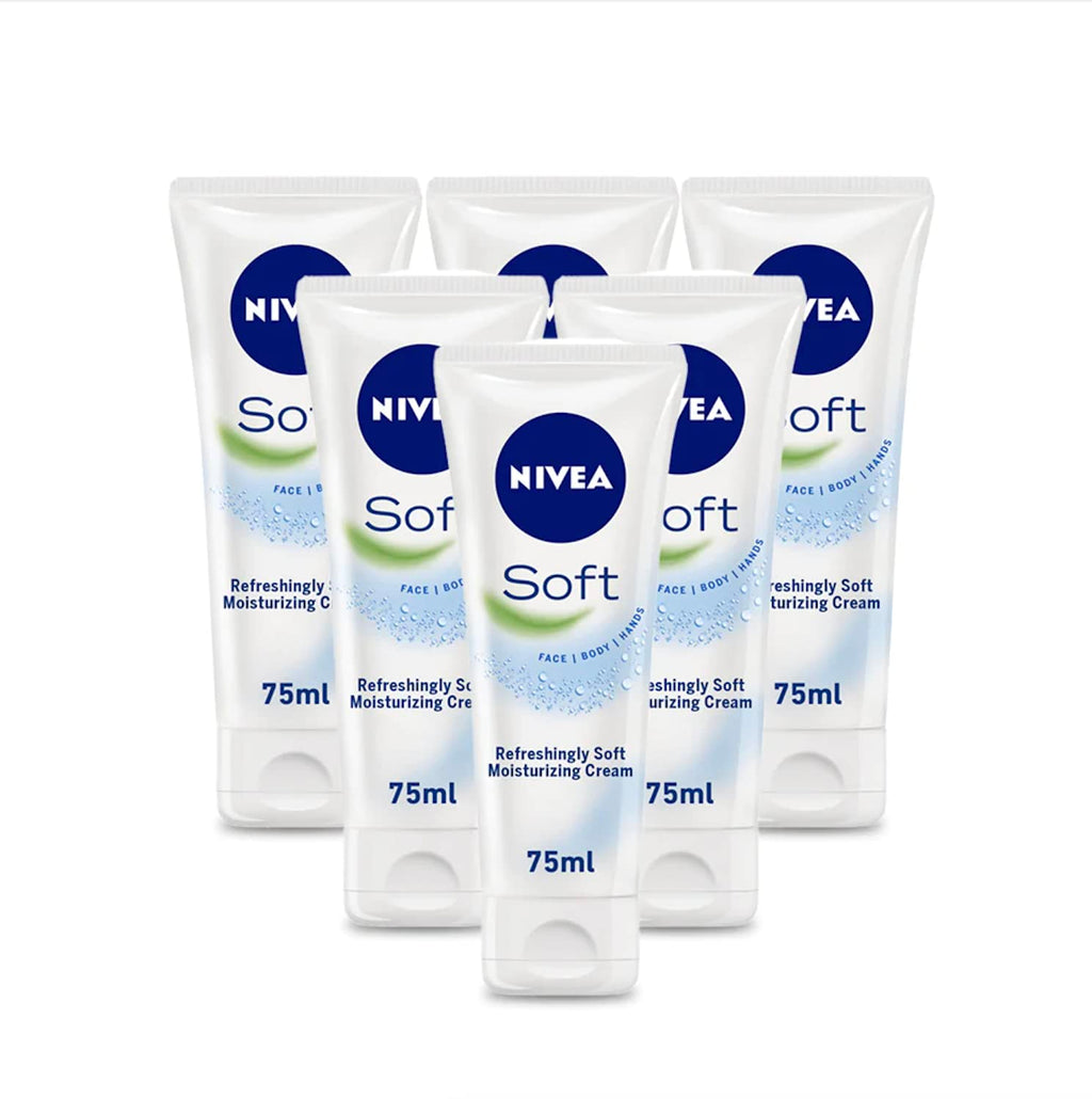 NIVEA Soft Moisturizing Creme 2.6 oz — Pack of 6 | Lightweight Hydration for Skin