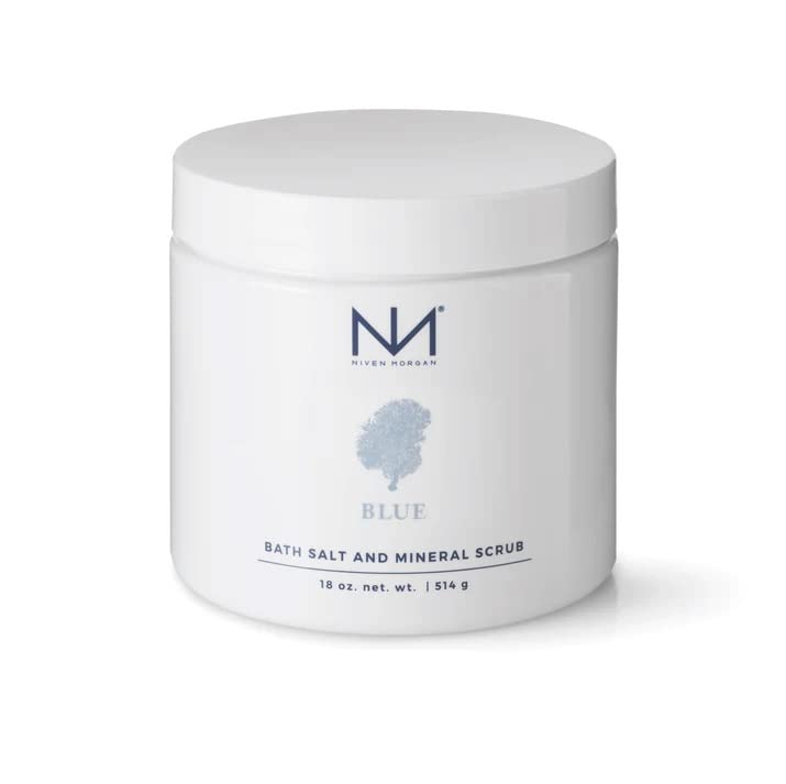 Niven Morgan Blue Bath Salt & Mineral Scrub 18oz | Luxurious Home Spa