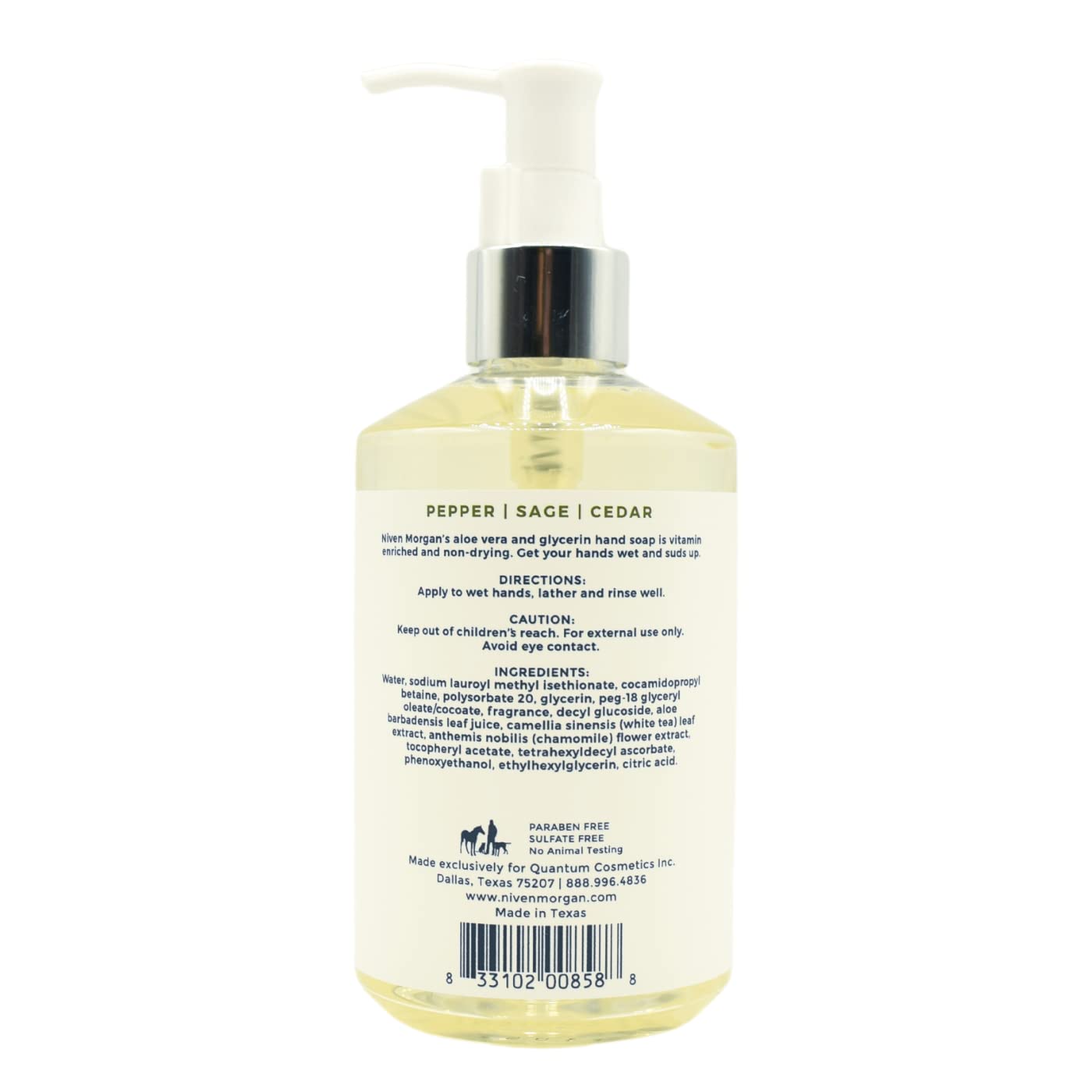 Niven Morgan Pepper, Sage and Cedar Hand Soap – 11 fl oz / 325 ml