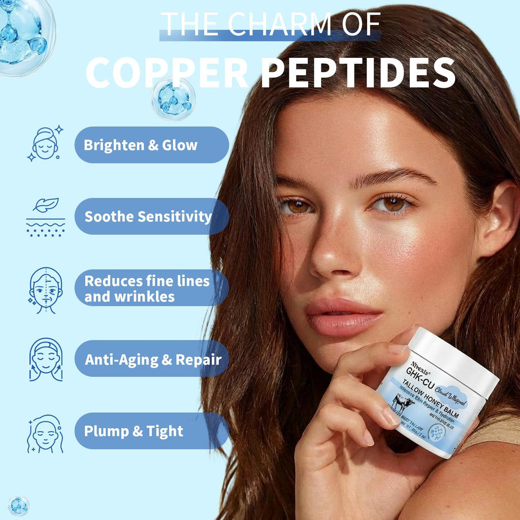 Nivexis Copper Peptides GHK-Cu Balm with Grass-Fed Tallow, Honey & Methylene Blue – All Skin Types, 2 Oz