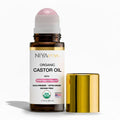 NIYAVERA Organic Castor Oil Roll-On with Rose Quartz Roller – Cold-Pressed, Hexane-Free, 1.7 oz