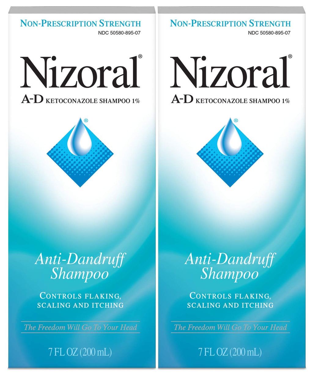 Nizoral A-D Anti-Dandruff Shampoo Value Pack, Blue, Fresh Scent, 7 oz x 2