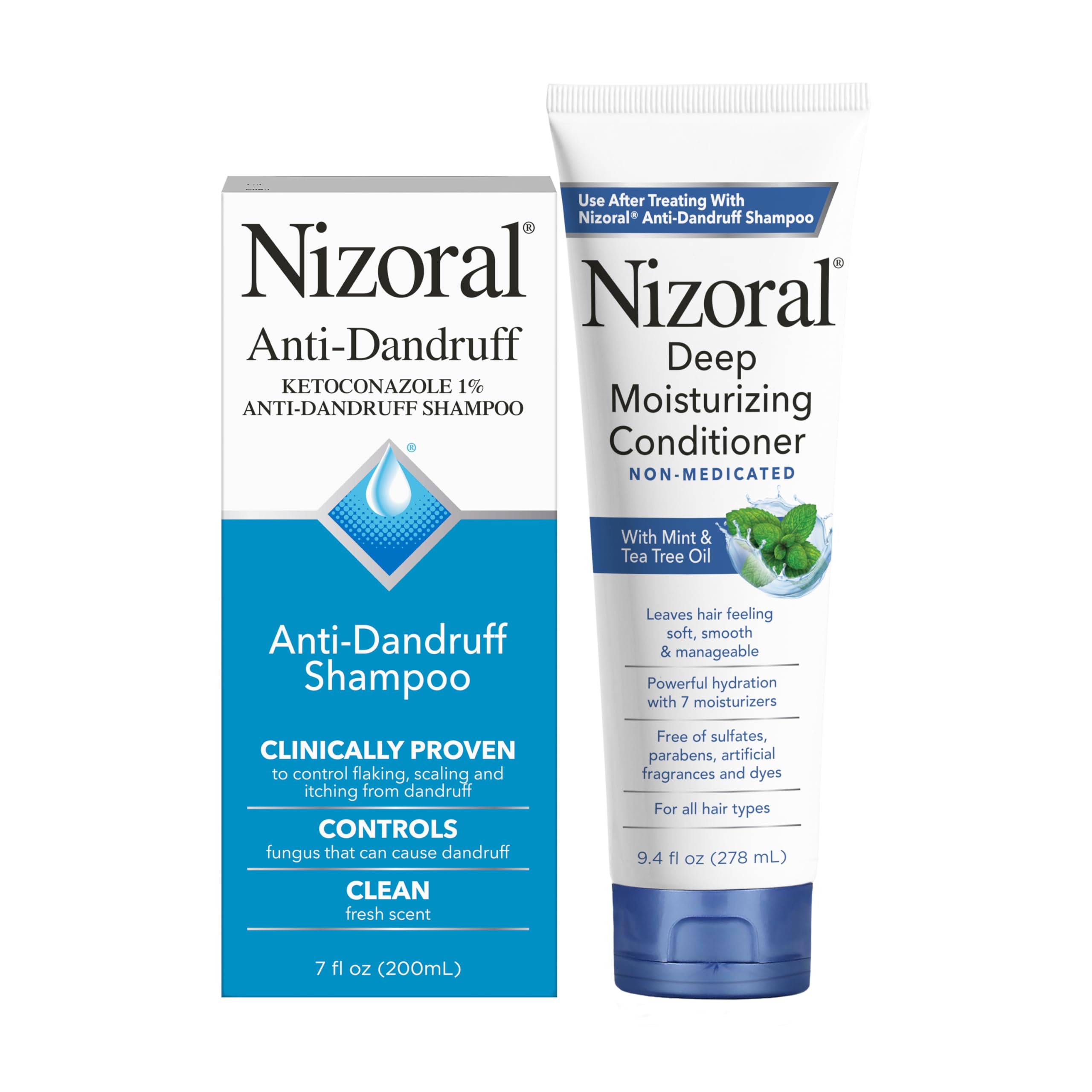 Nizoral Anti-Dandruff Shampoo + Deep Moisturizing Conditioner Bundle (7 oz + 9.4 oz) | Ketoconazole 1%