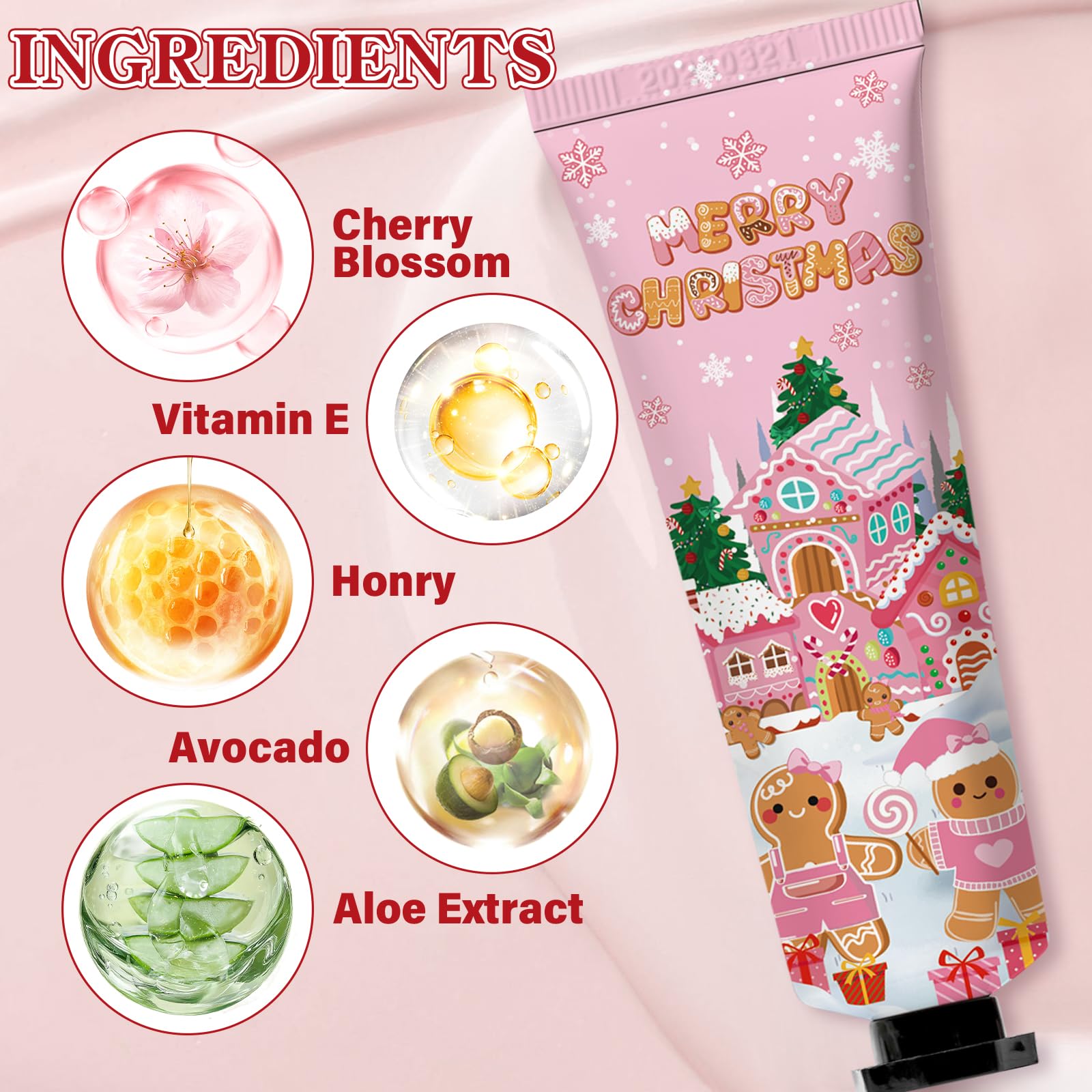 Nlicrst 50-Count Gingerbread Man Hand Cream Bulk Gift Set for Christmas Parties
