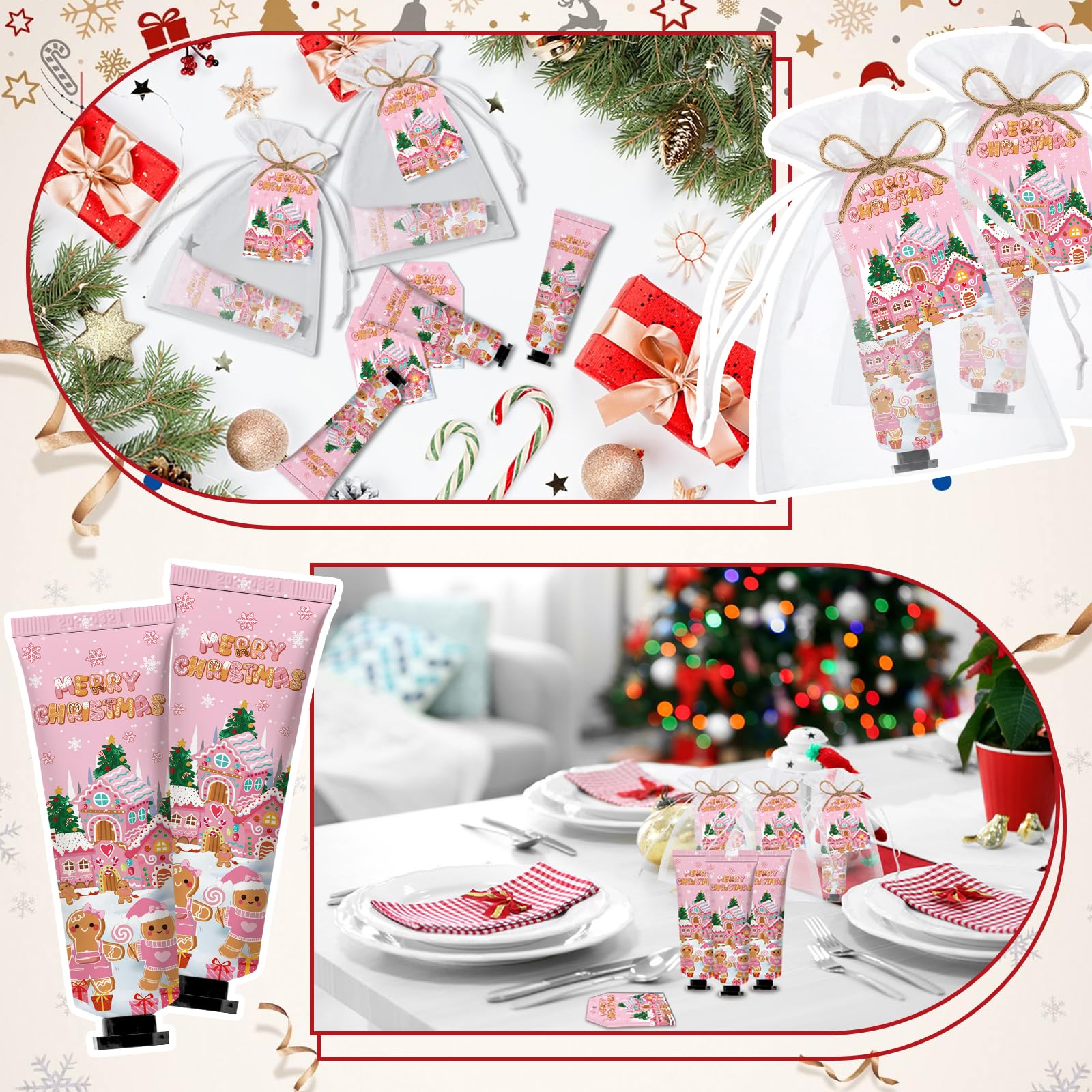 Nlicrst 50-Count Gingerbread Man Hand Cream Bulk Gift Set for Christmas Parties