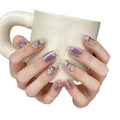 NLSJMP Handmade Short Square Press-On Nails – Luxury 10pc Purple Kit, Size S