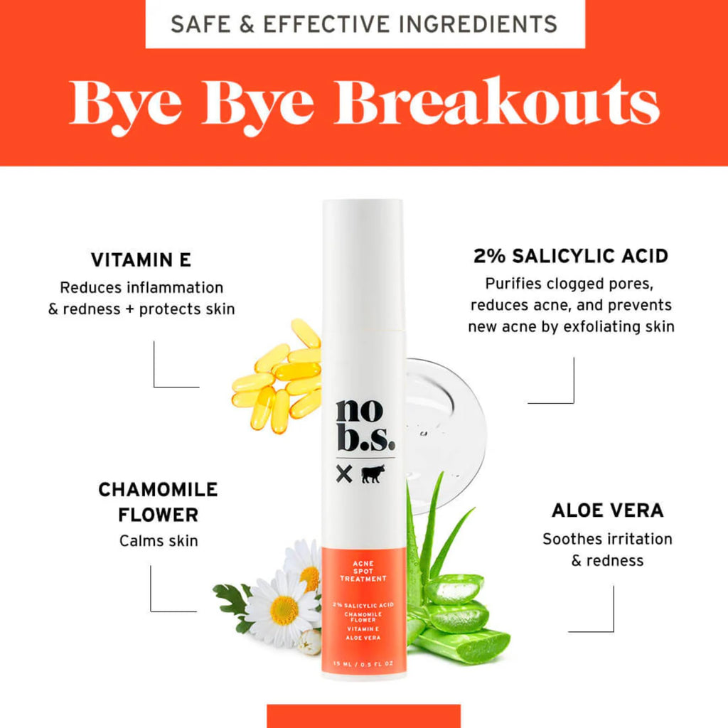 No Bad Stuff Acne Spot Treatment – 2% Salicylic Acid, Chamomile & Aloe Vera (0.5 oz)