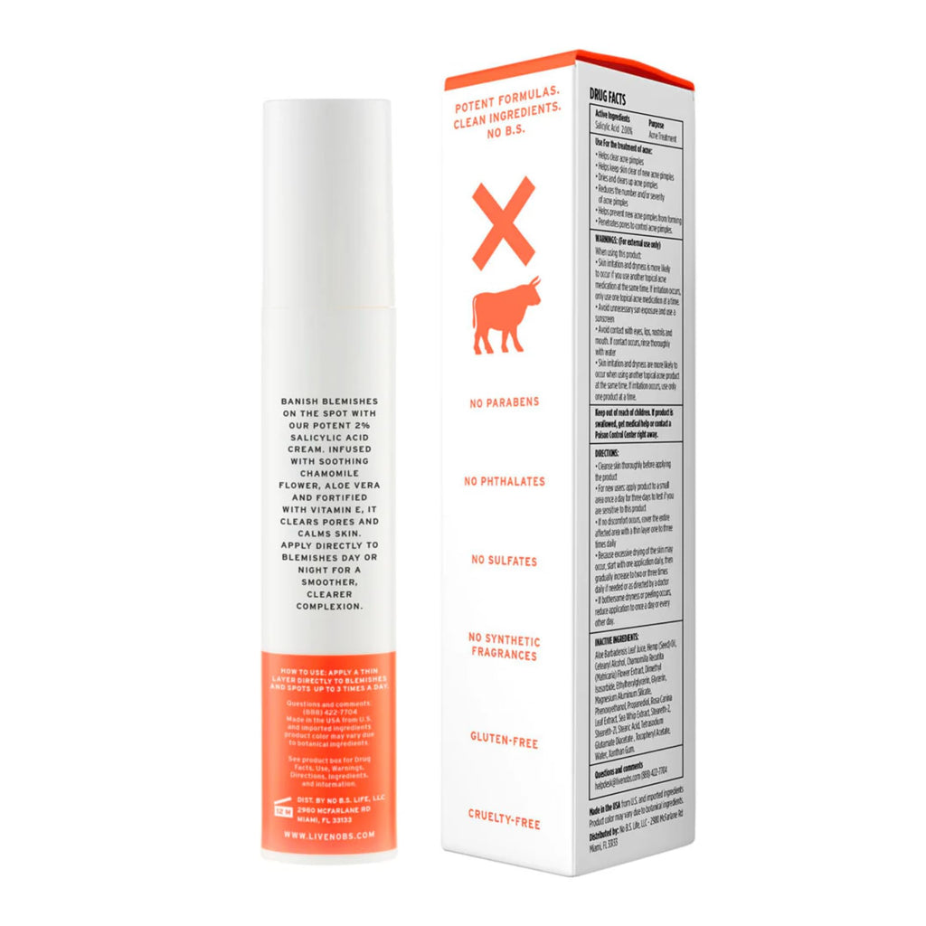 No Bad Stuff Acne Spot Treatment – 2% Salicylic Acid, Chamomile & Aloe Vera (0.5 oz)