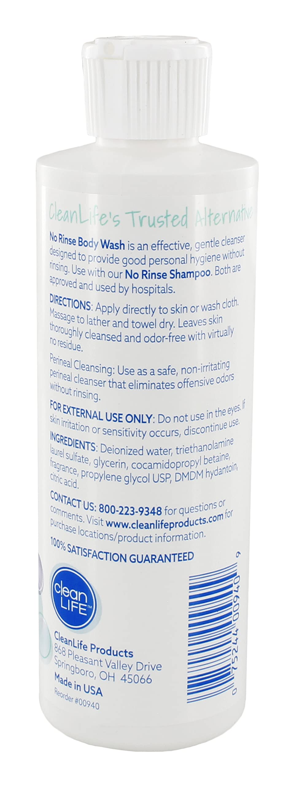 No-Rinse Body Wash 8 oz (Pack of 2) – Rinse-Free, Moisturizing, Odor-Free
