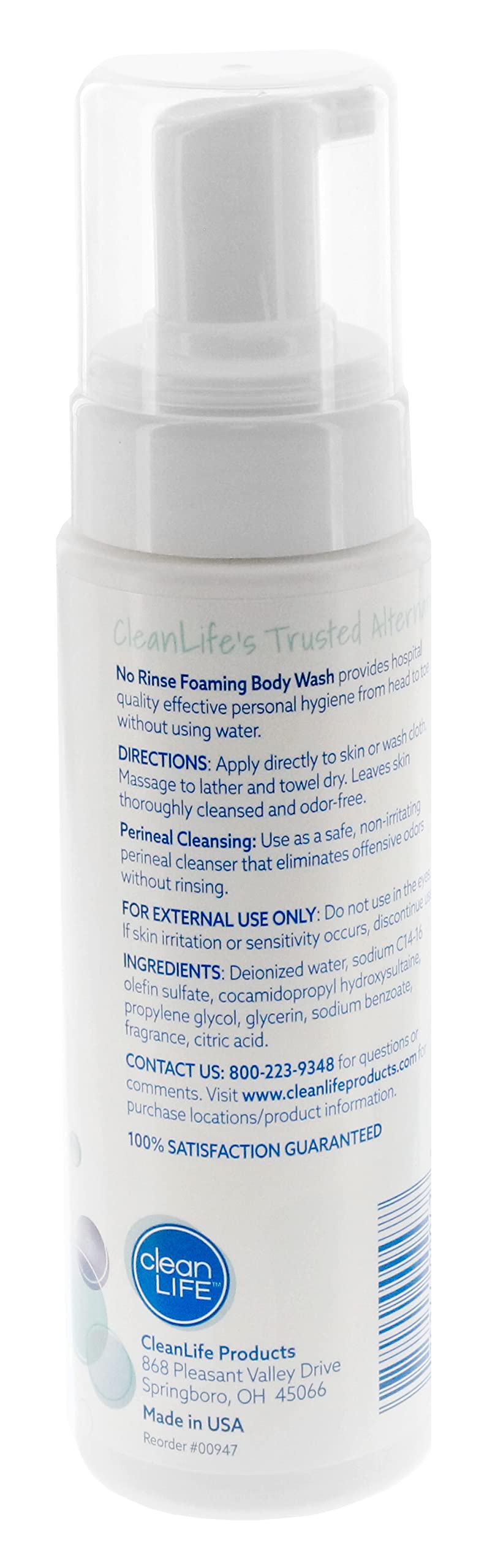 No-Rinse Foaming Body Wash – Waterless Cleanser for All Ages (8 oz x 3 Pack)